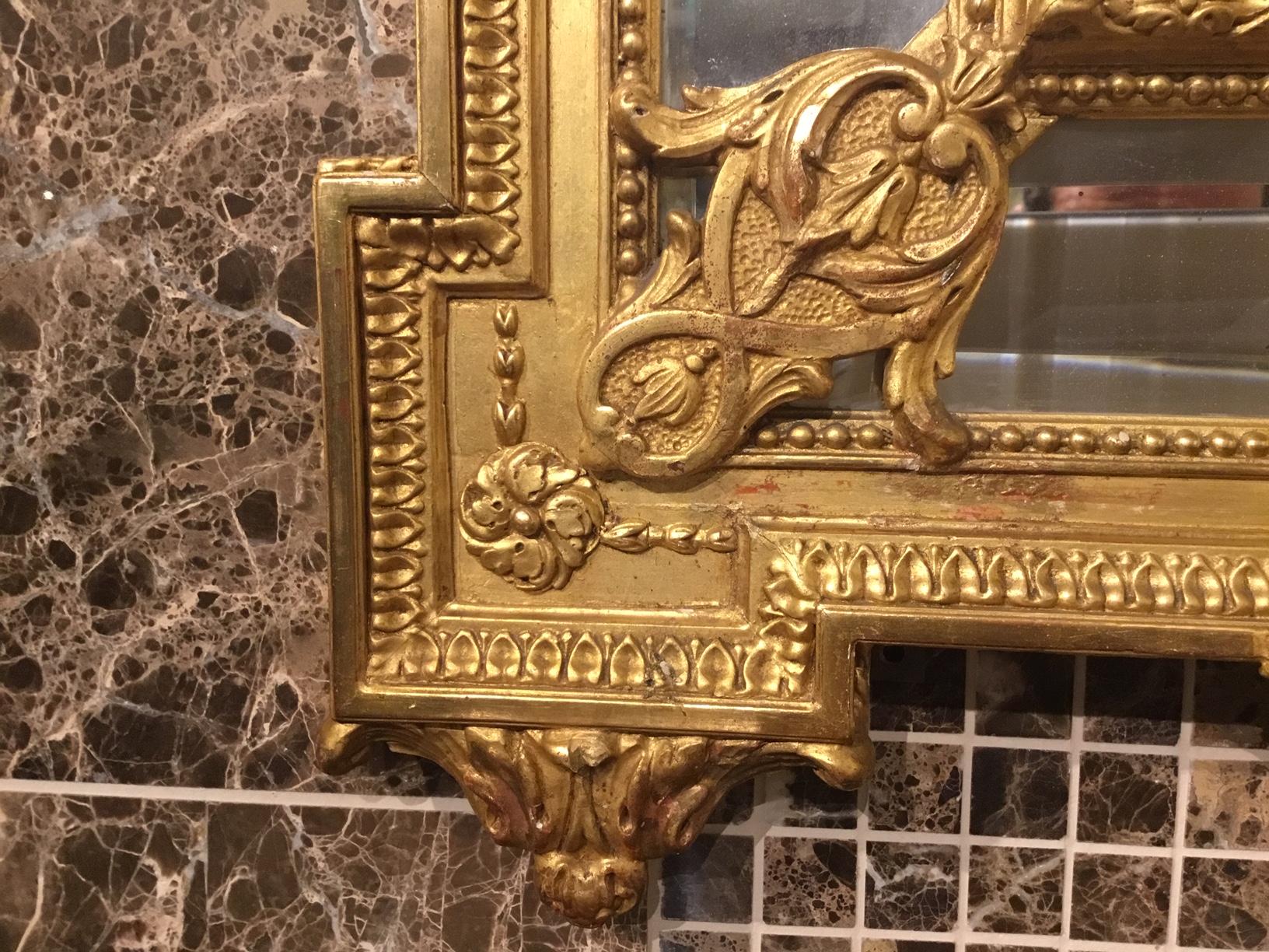 Late 19th Century French Carved Gilt-Wood Margin Mirror 1