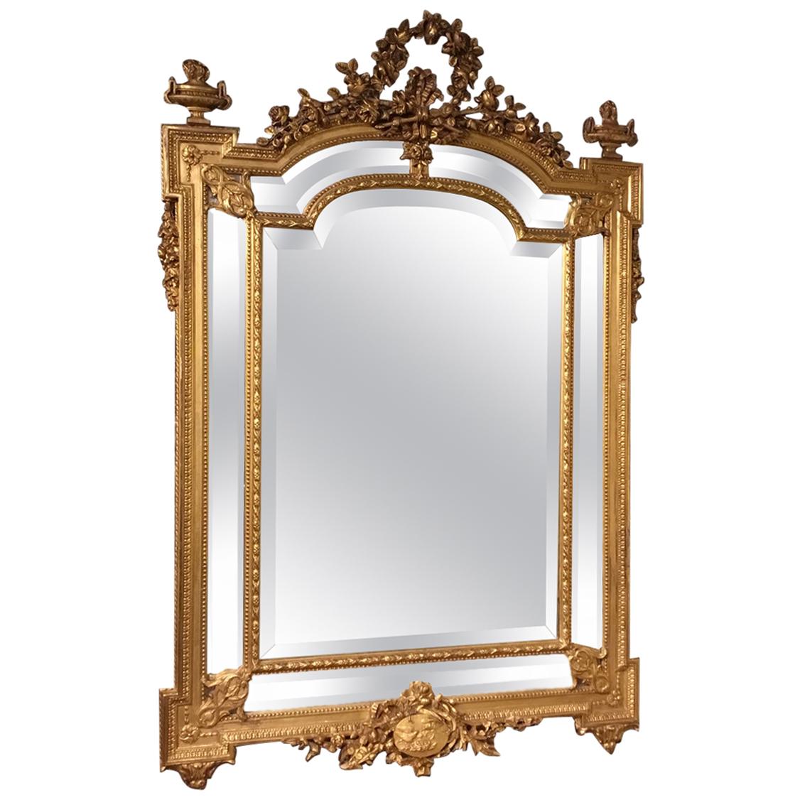 Late 19th Century French Carved Gilt-Wood Margin Mirror