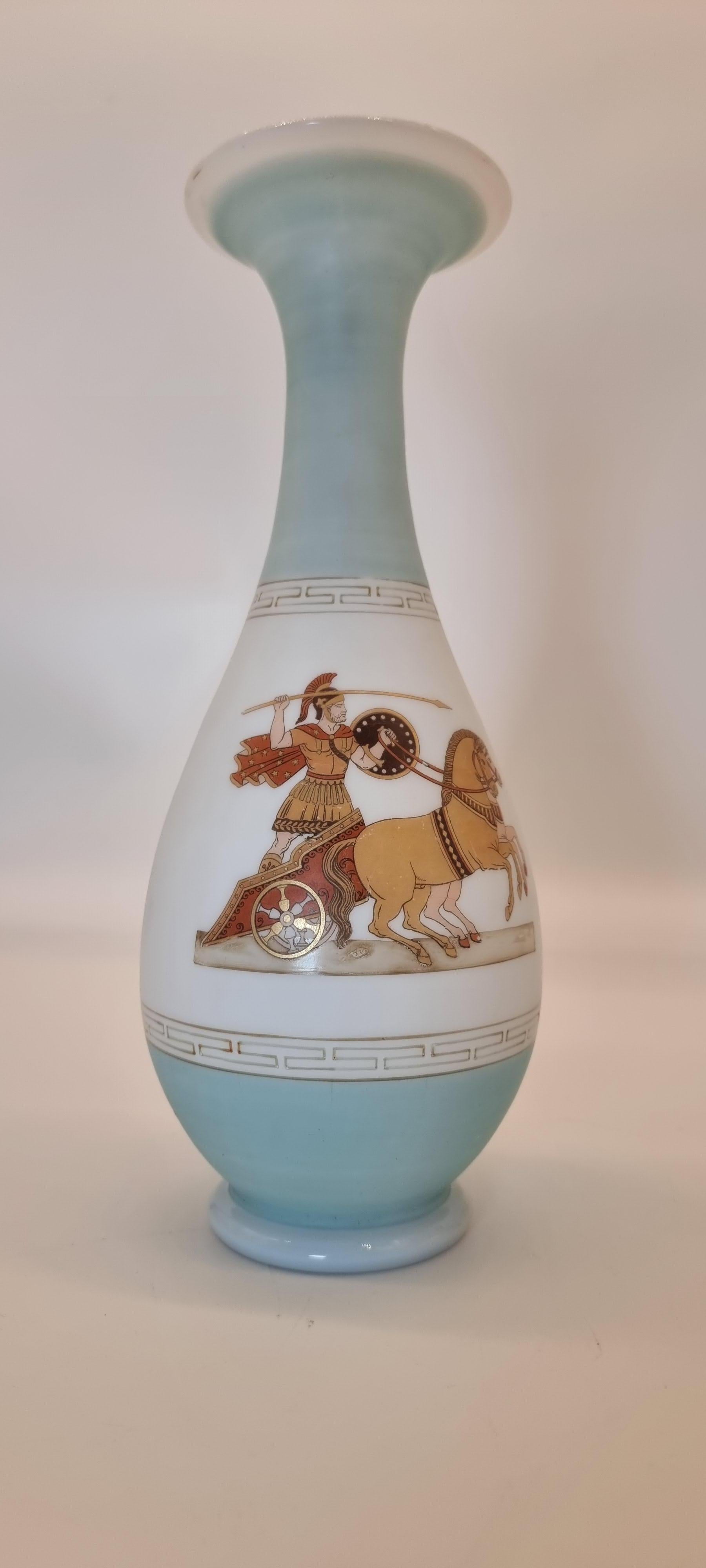 A late 19th century French classical Grecian style glass vase circa 1880 In Good Condition For Sale In Central England, GB