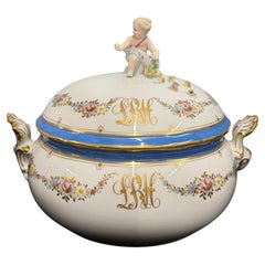 Soupière / Centre de table en porcelaine Meissen allemande de la fin du 19e siècle