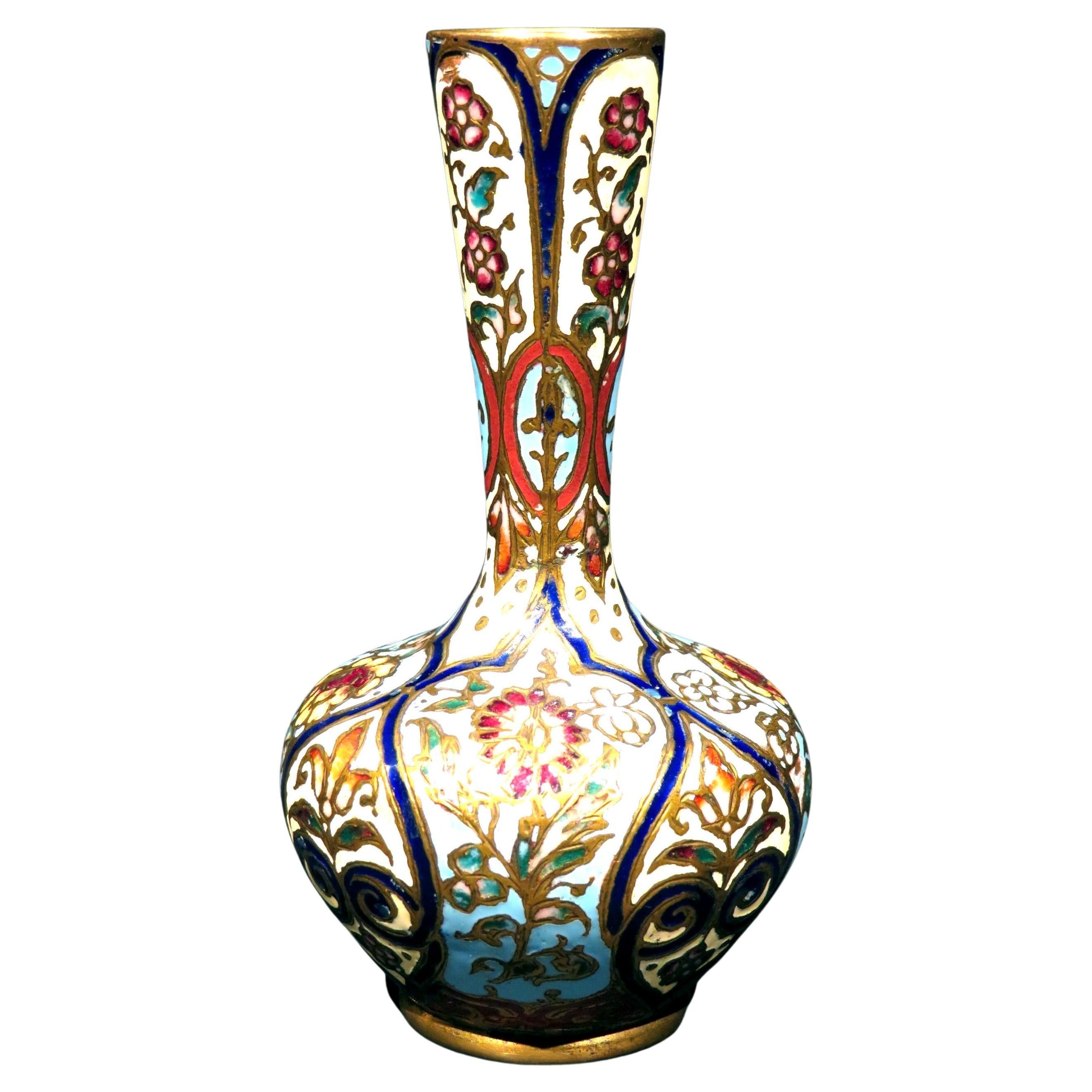 Exquisite French Ormolu and Champleve Enamel Bud Vase, 19th Century at