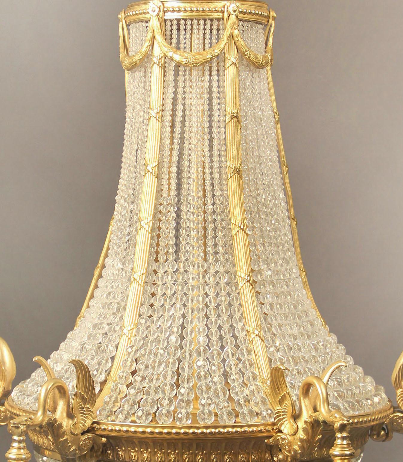 19th Century A late 19th century gilt bronze Empire Chandelier For Sale