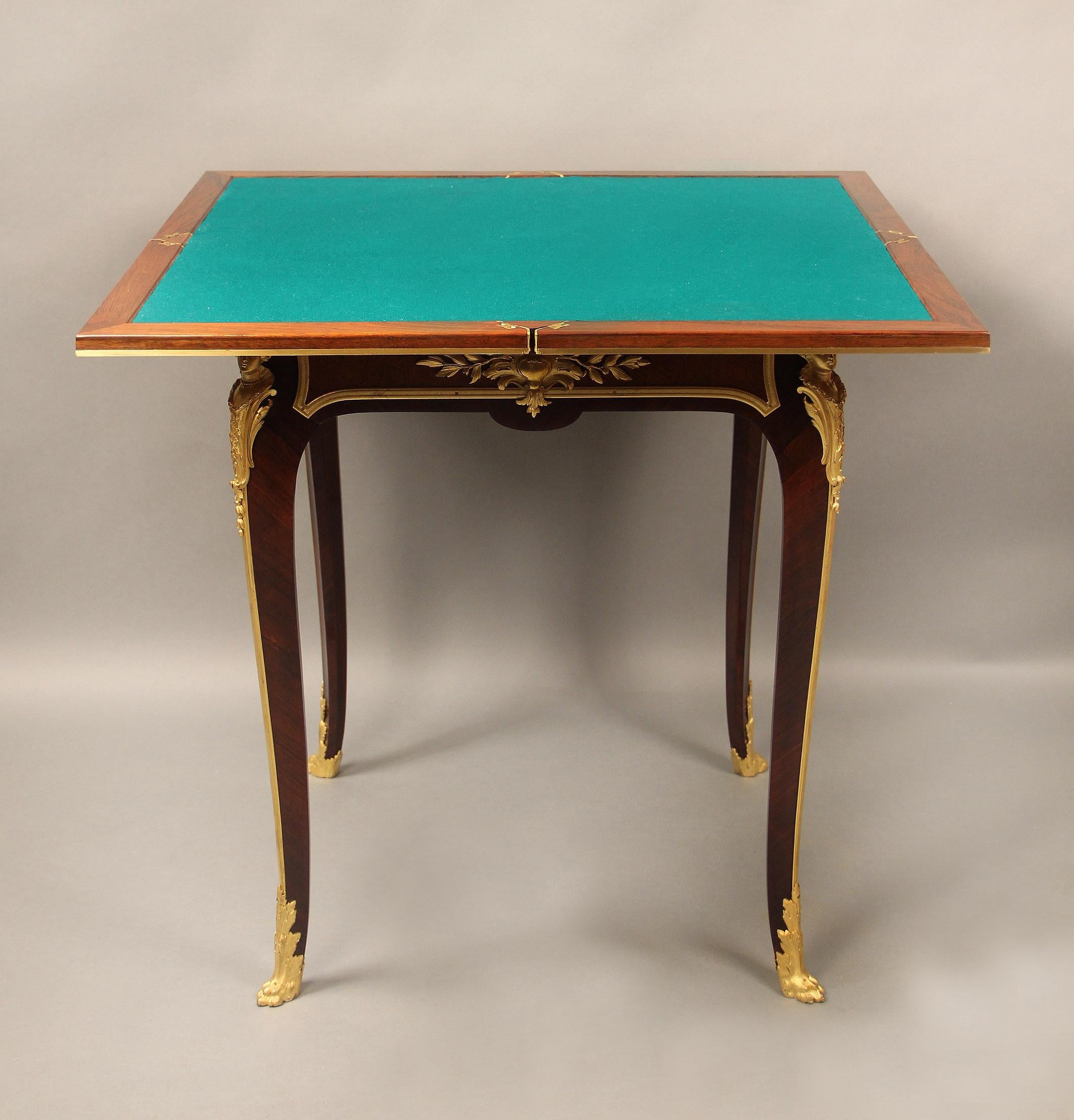 Vergoldete Bronze aus dem späten 19. Jahrhundert, Spieltisch mit Umschlag von François Linke (Belle Époque) im Angebot