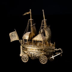 Late 19th Century Gilt Silver Renaissance Revival Nef or Ship Centerpiece