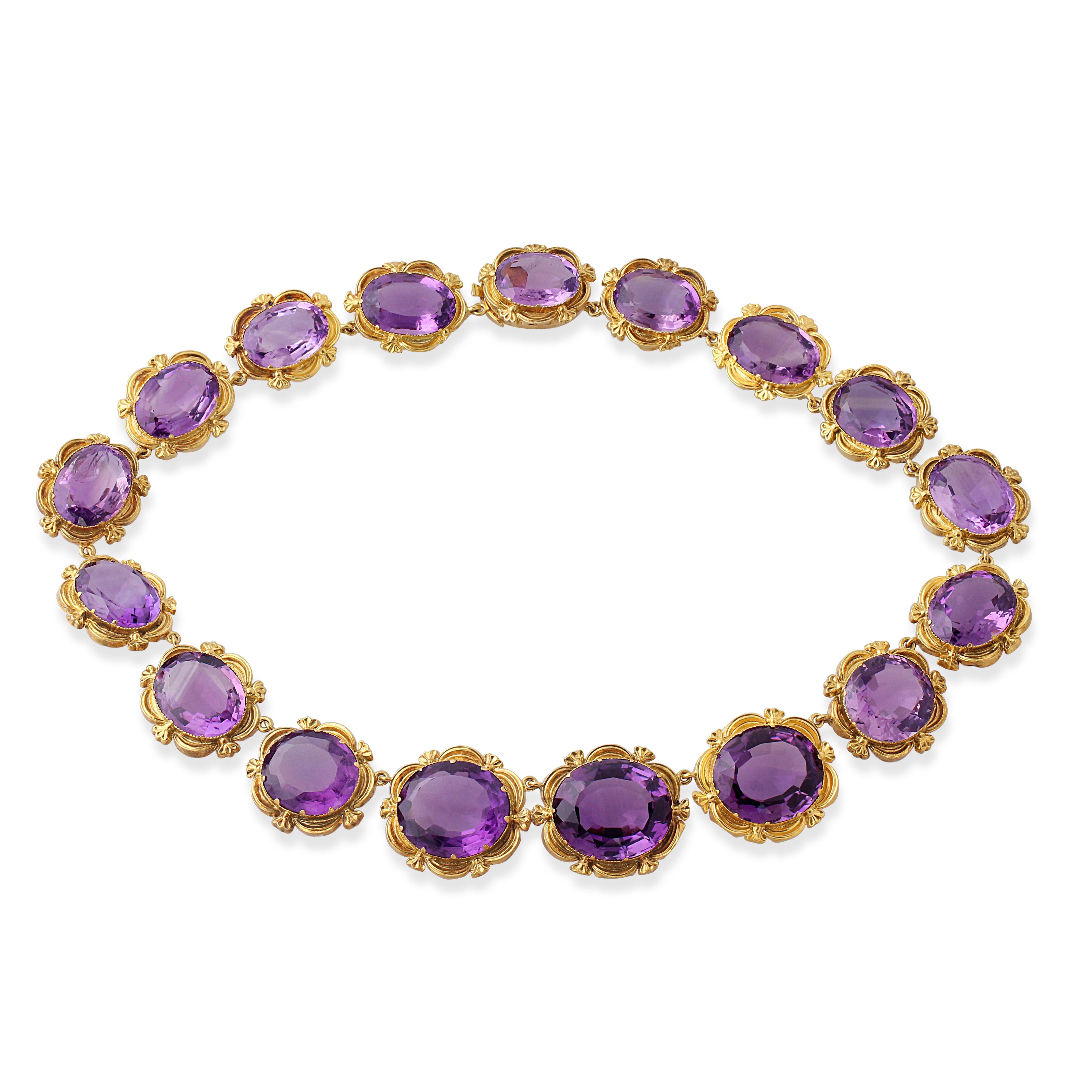 Riviere-Halskette aus Gold und Amethyst aus dem späten 19. Jahrhundert (Rundschliff) im Angebot