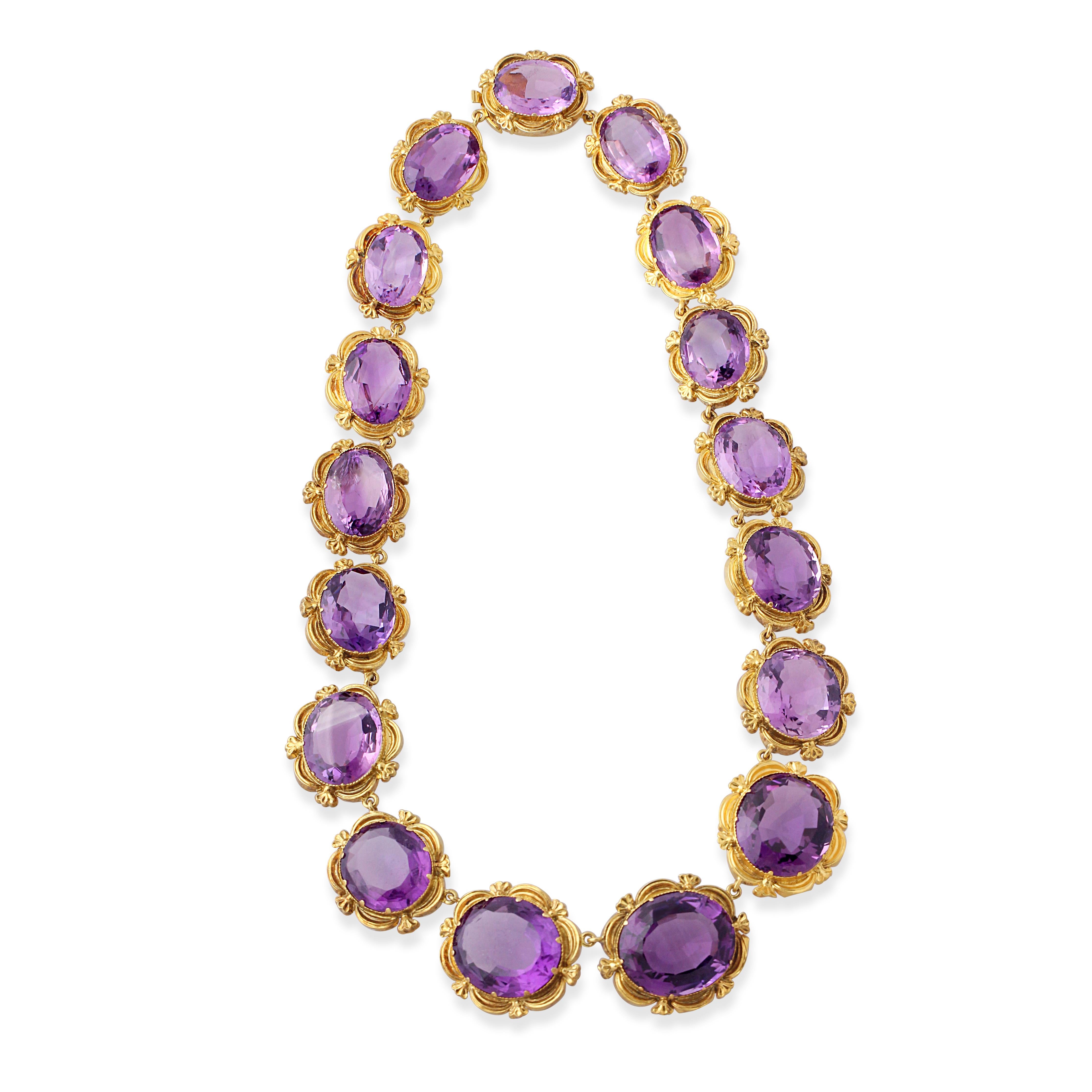Riviere-Halskette aus Gold und Amethyst aus dem späten 19. Jahrhundert im Zustand „Gut“ im Angebot in London, GB