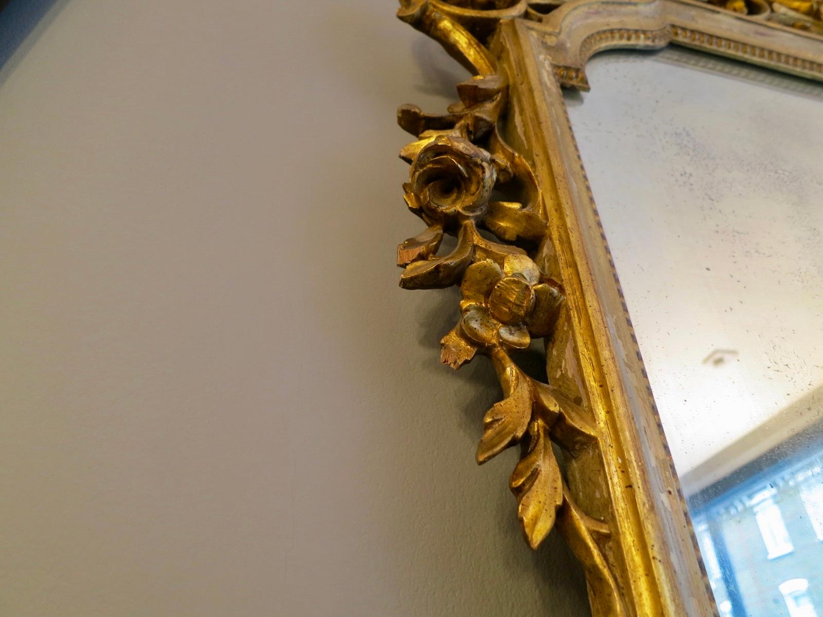 Late 19th Century Gold Gilt Italian Neoclassical Carved Wood Mirror 3