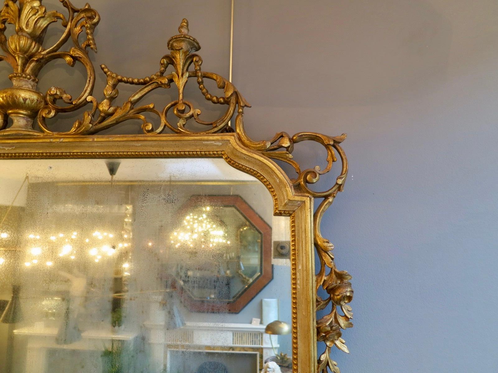 Late 19th Century Gold Gilt Italian Neoclassical Carved Wood Mirror 5