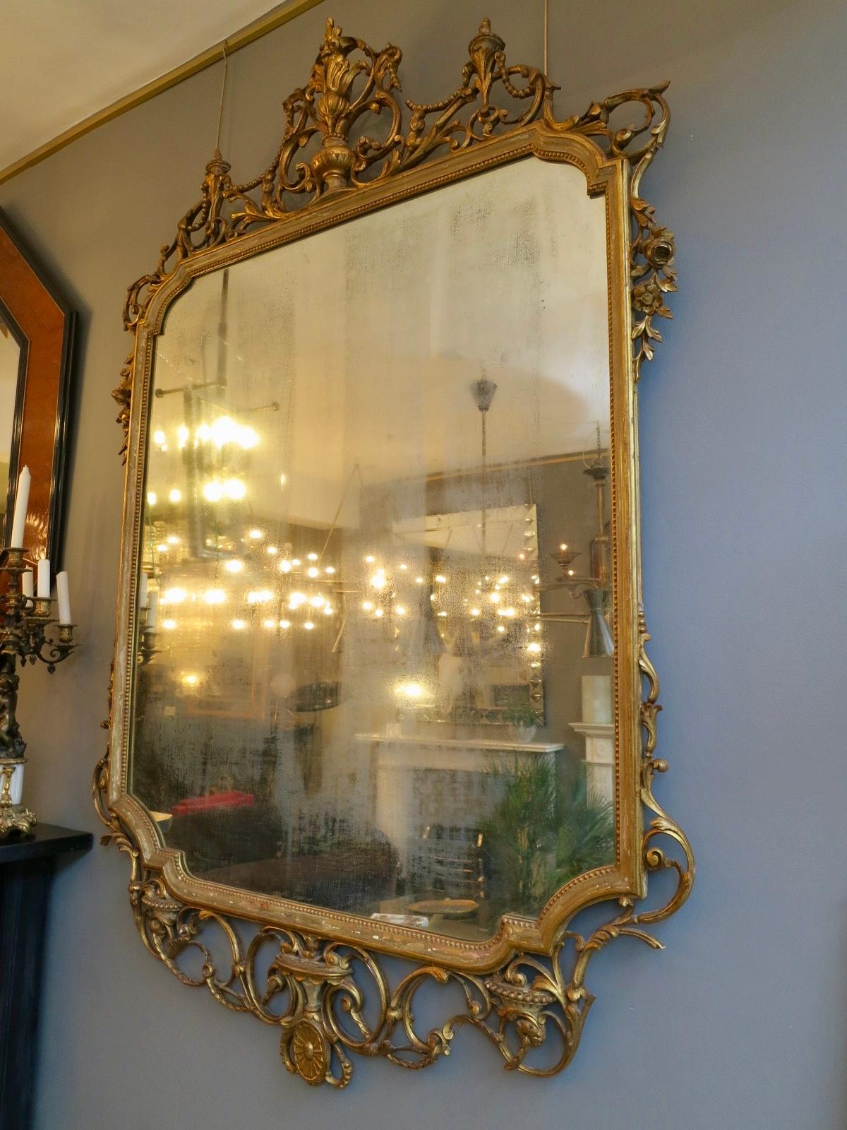 Late 19th Century Gold Gilt Italian Neoclassical Carved Wood Mirror 6