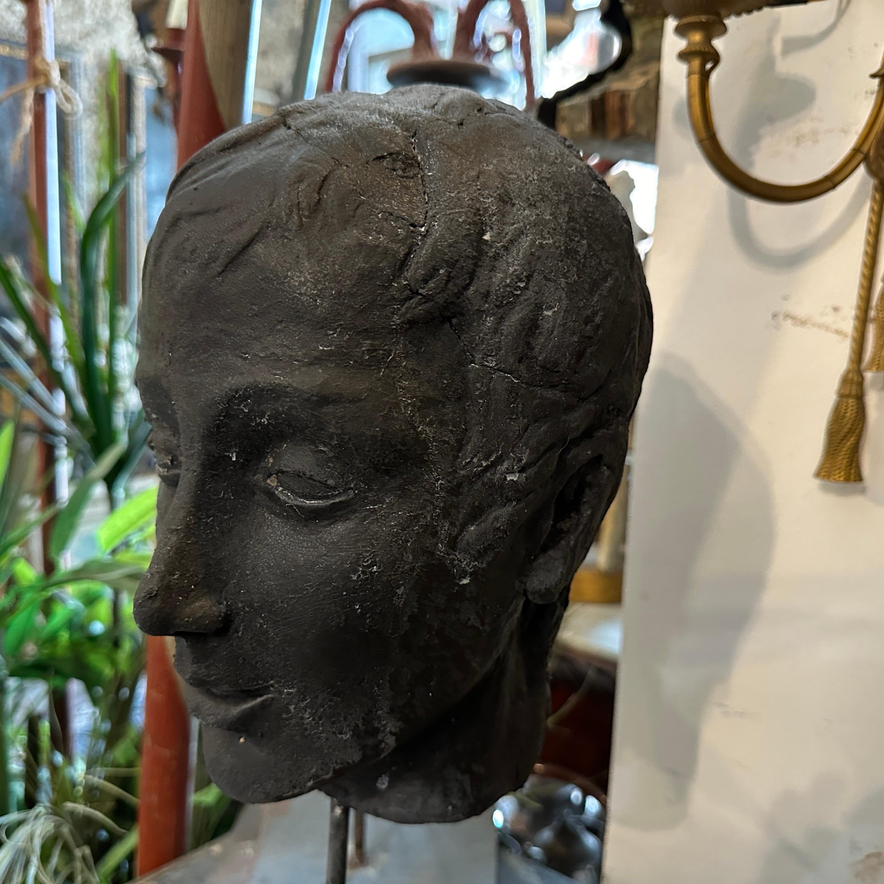 19th Century A Late 19th century Hand Crafted Clay Sicilian Head of a Young Man For Sale