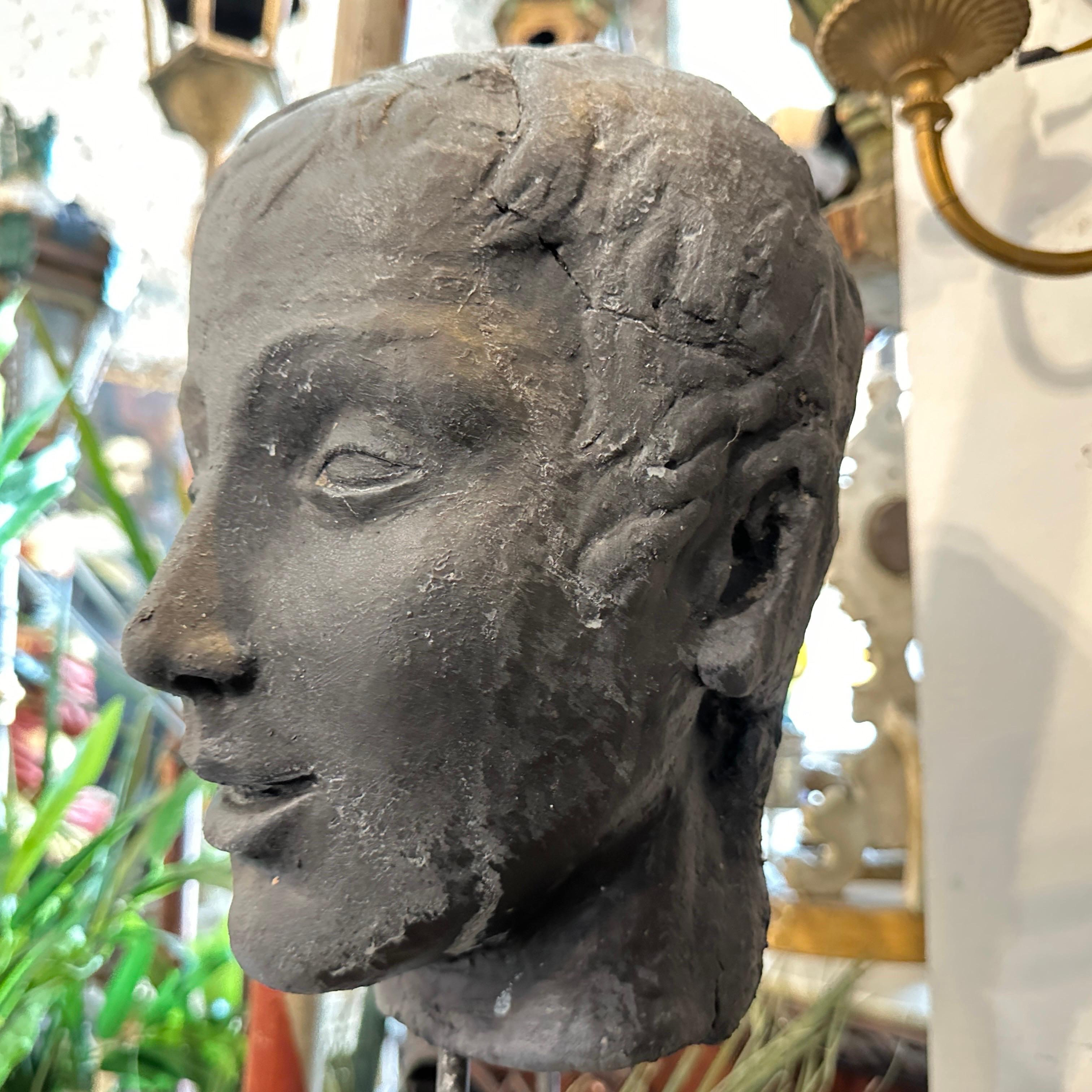 A Late 19th century Hand Crafted Clay Sicilian Head of a Young Man For Sale 3