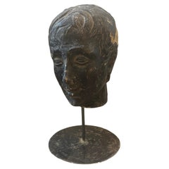 A Late 19th century Hand Crafted Terracotta Sicilian Head of a Young Man