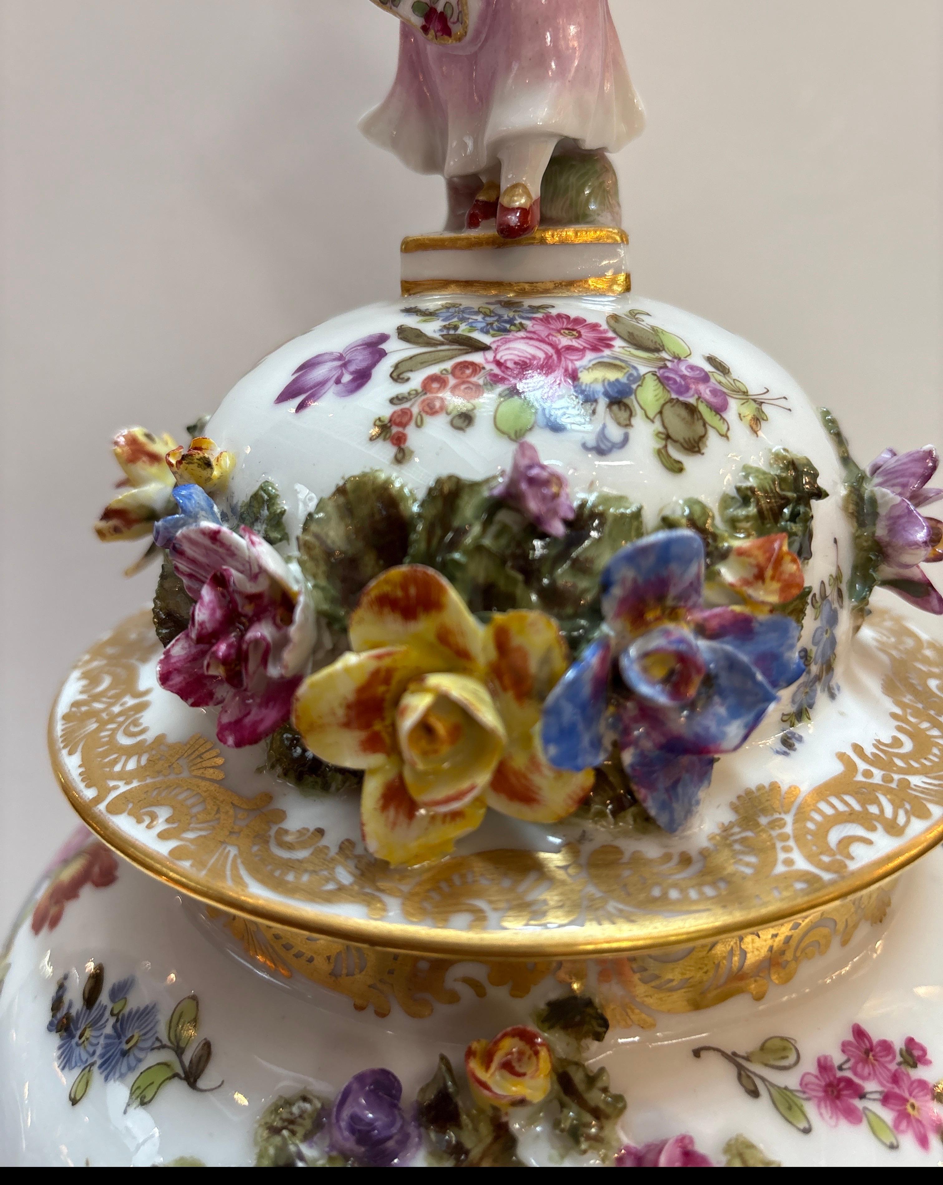 German A Late 19th Century Hand Painted Dresden urn For Sale