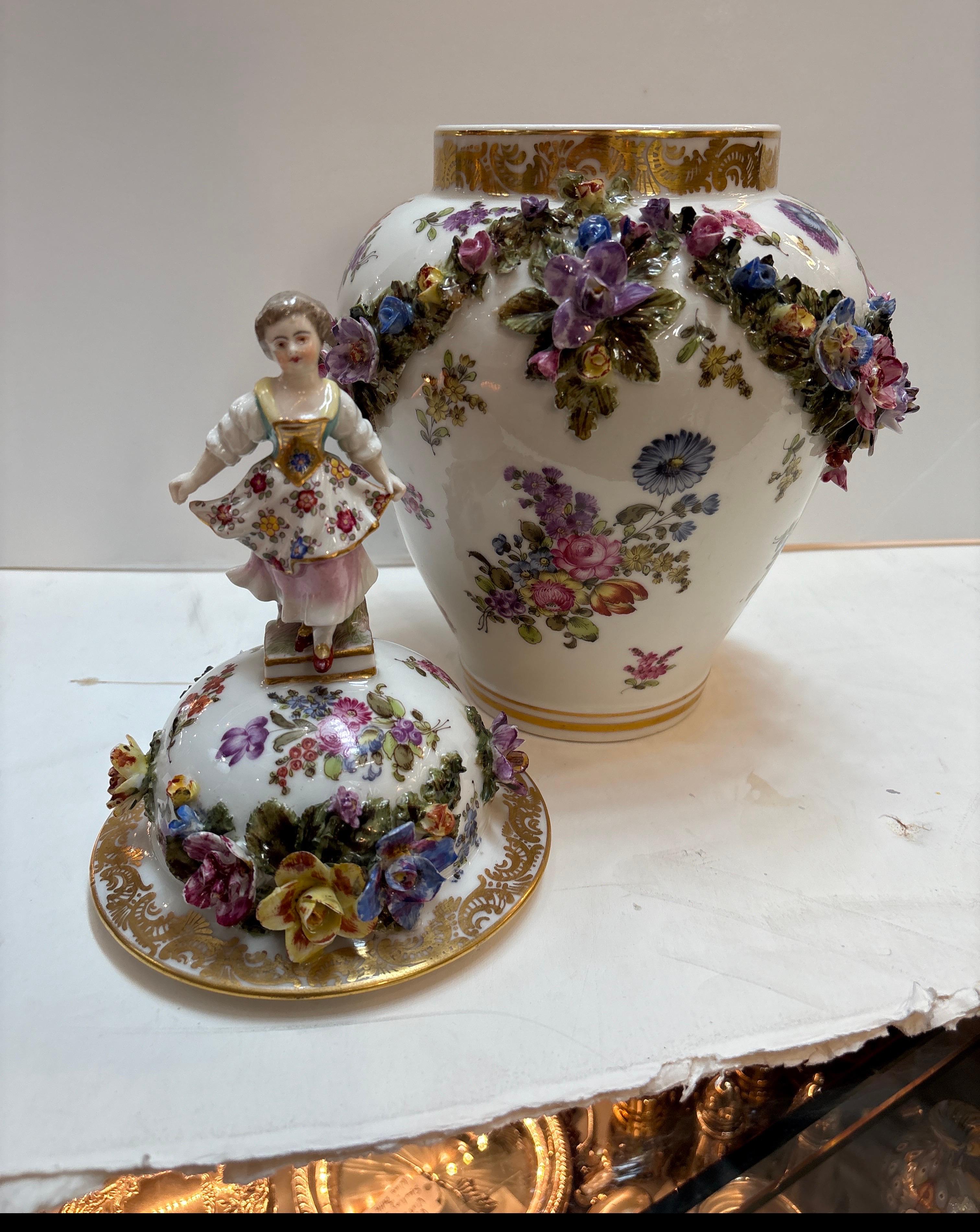 A Late 19th Century Hand Painted Dresden urn For Sale 1