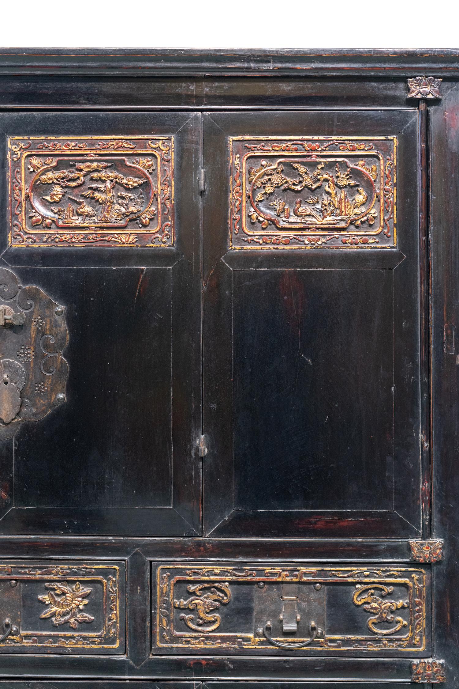 Woodwork Late 19th Century Large 8-Door Cabinet from Zhejiang, China
