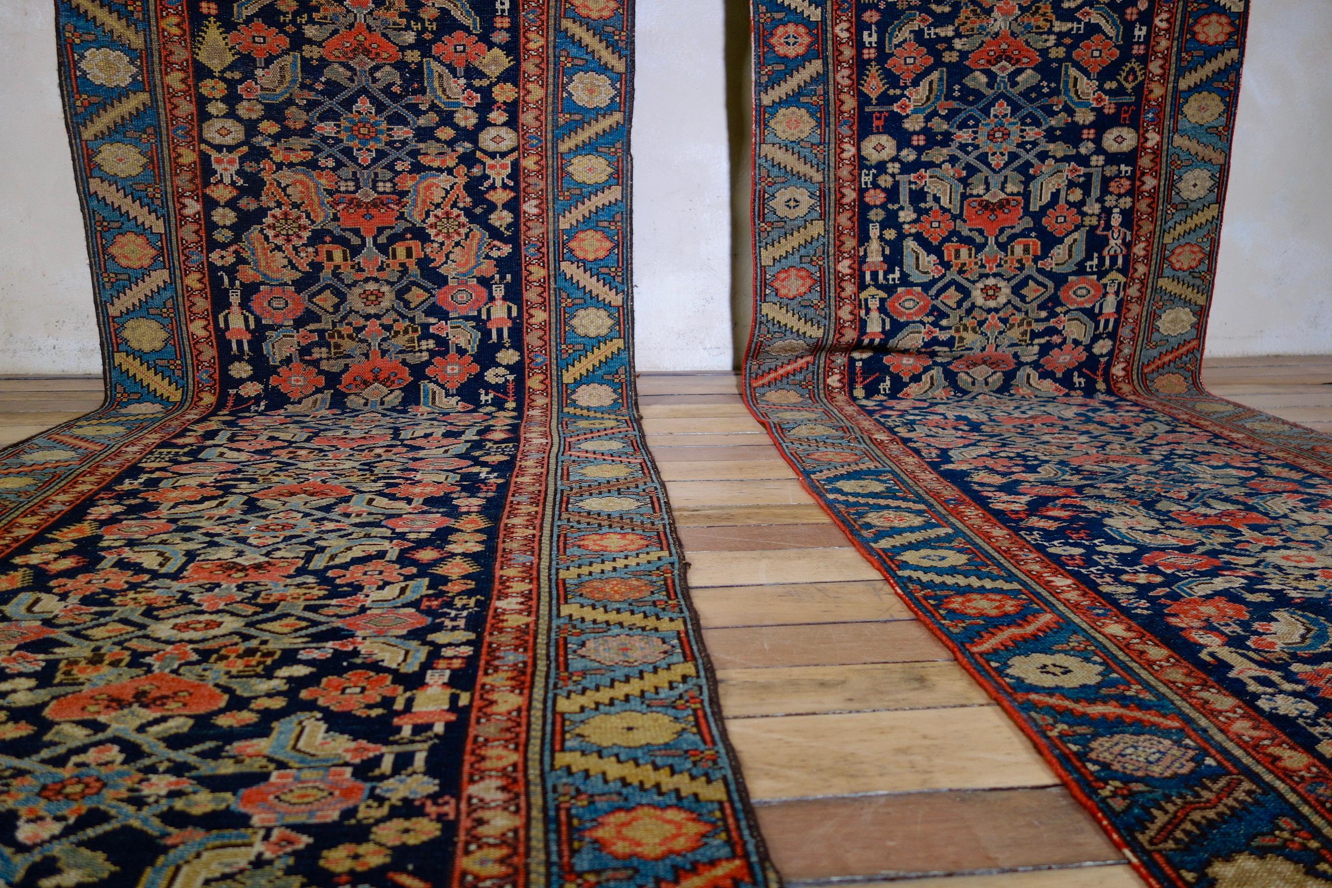 Late 19th Century Long Near Pair of Malayer Persian Runners, Rugs Colourful 7