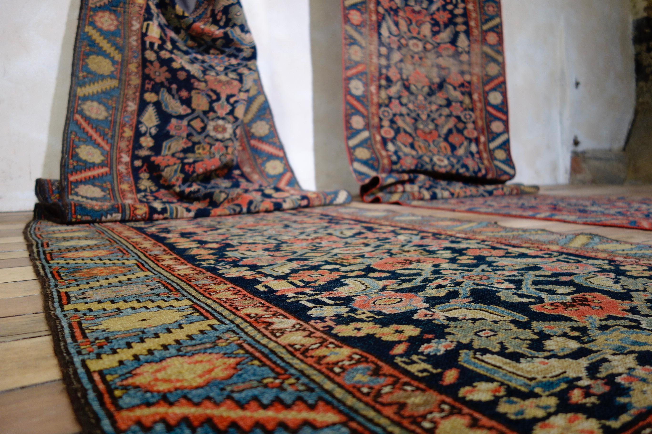 Asian Late 19th Century Long Near Pair of Malayer Persian Runners, Rugs Colourful