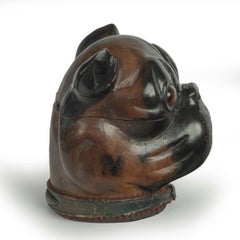 Buchsbaum-Hundekopf-Tintenfass aus dem späten 19.