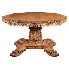 Antique Late 19th Century Octagonal Oak Centre Table