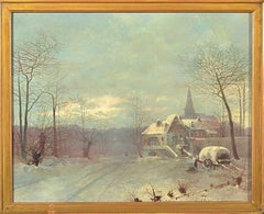 Late 19th Century Oil on Canvas Depicting a Winter Scene