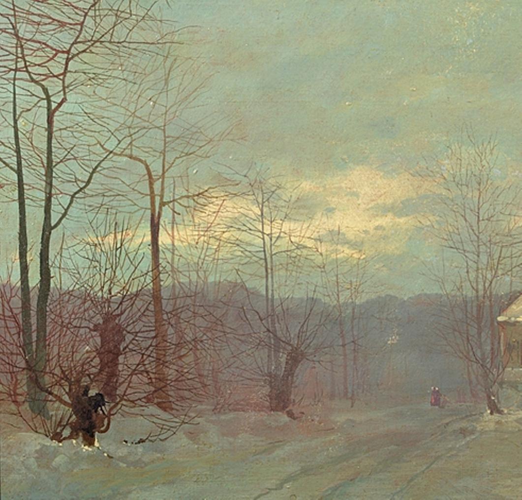Late 19th Century Oil on Canvas Depicting a Winter Scene For Sale 1
