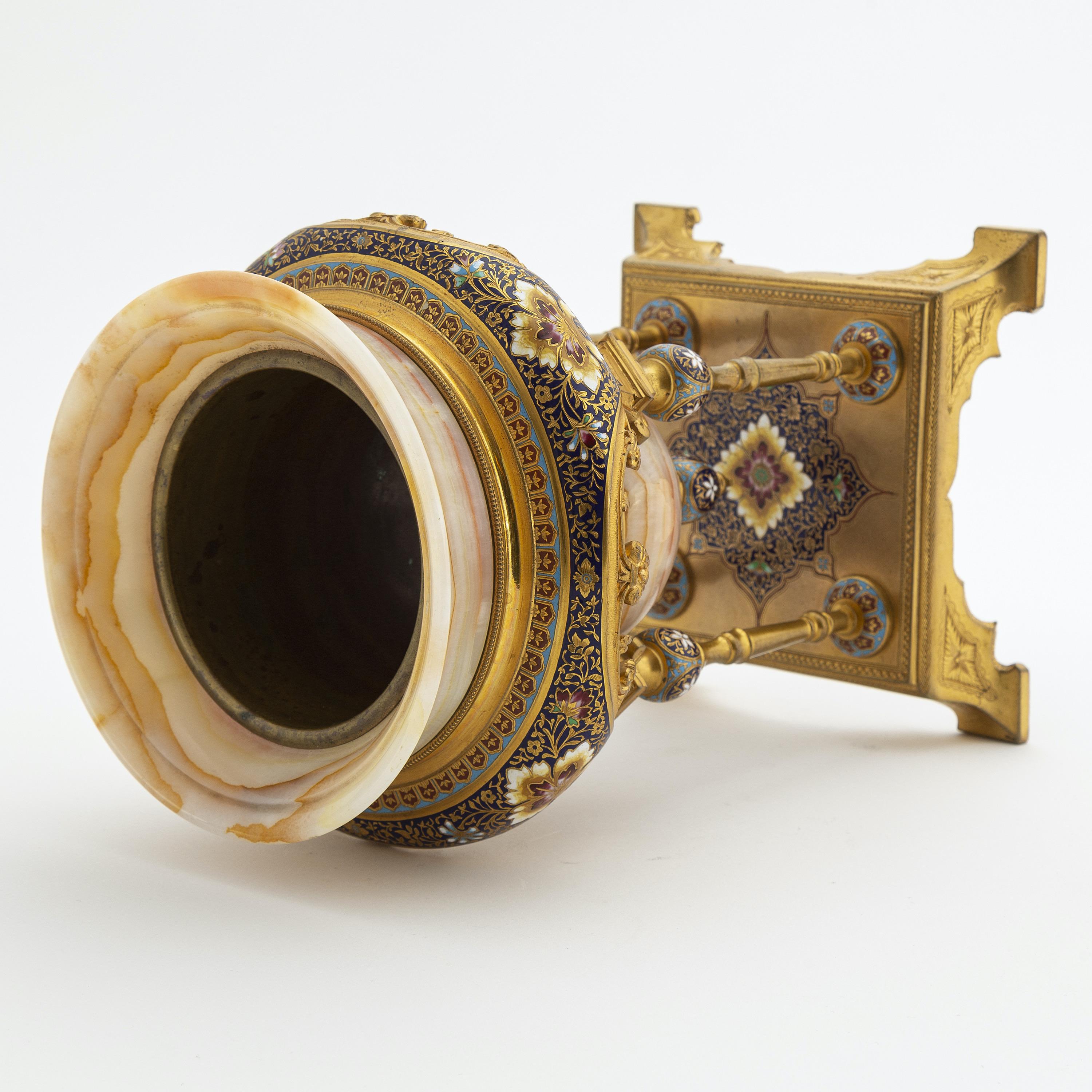 Late 19th Century Onyx, Champlevé Enamel and Gilt Bronze Urn, Louchet ...