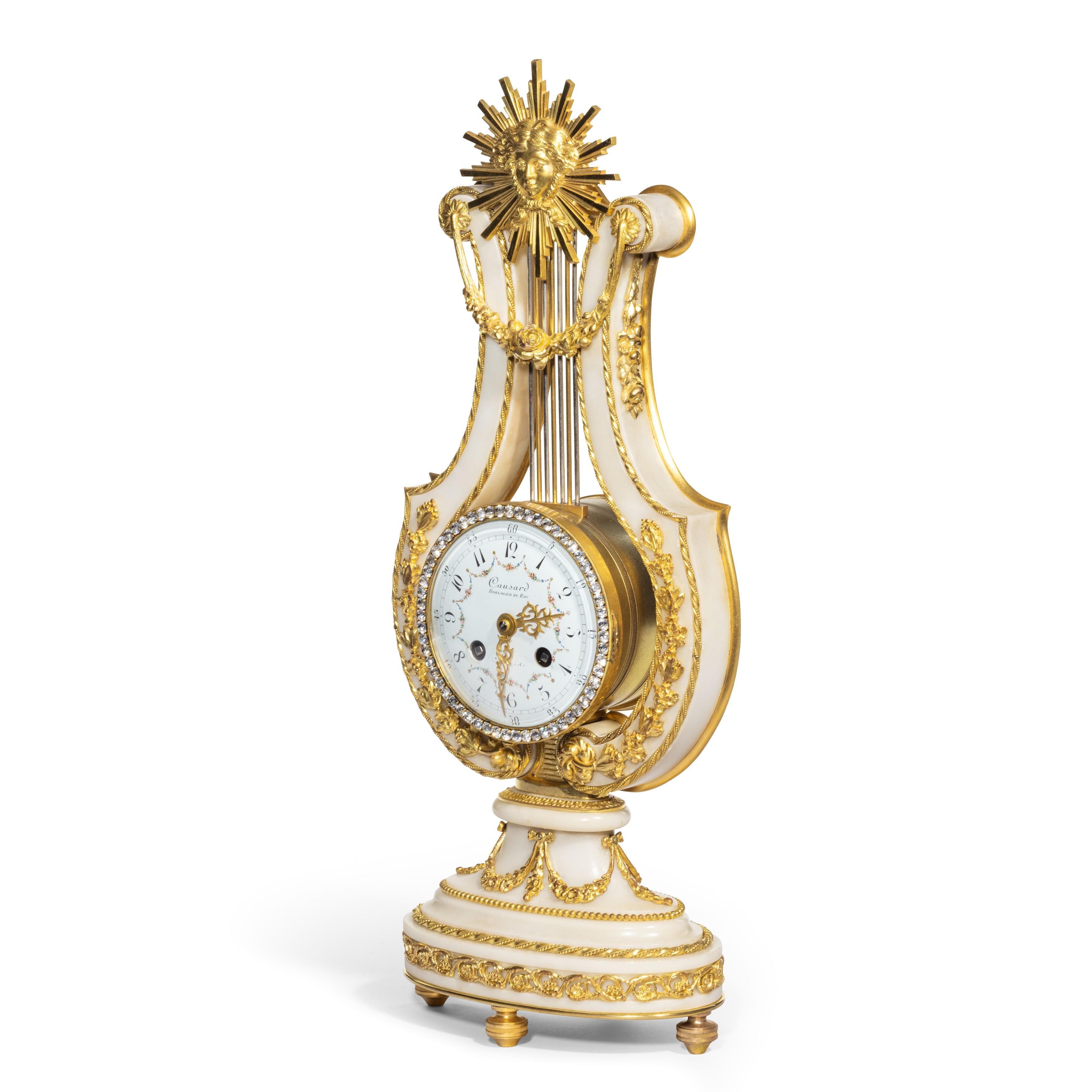 Late 19th Century Ormolu and White Marble Mantel Clock by Causard In Good Condition In Lymington, Hampshire