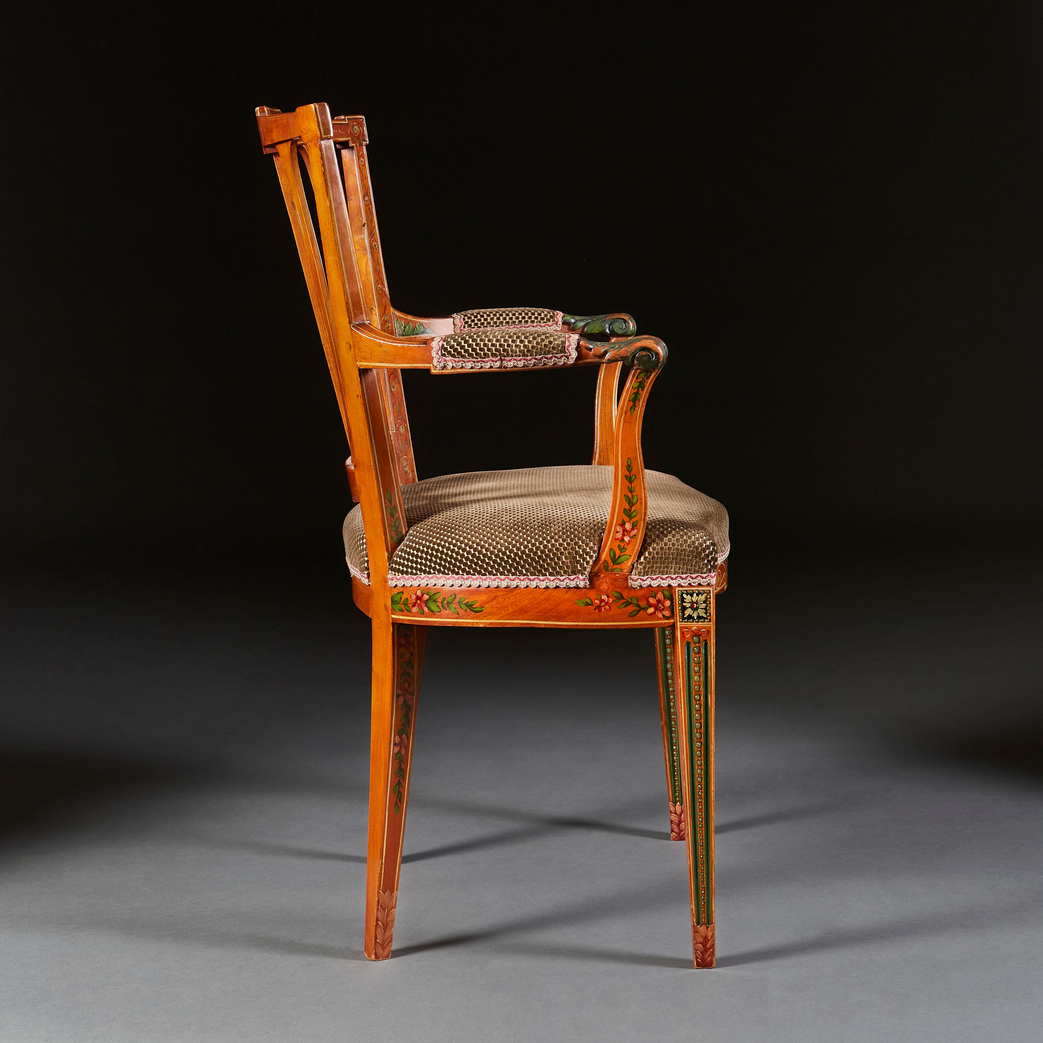 Anglais Fauteuil peint de la fin du XIXe siècle attribué à Wright and Mansfield en vente