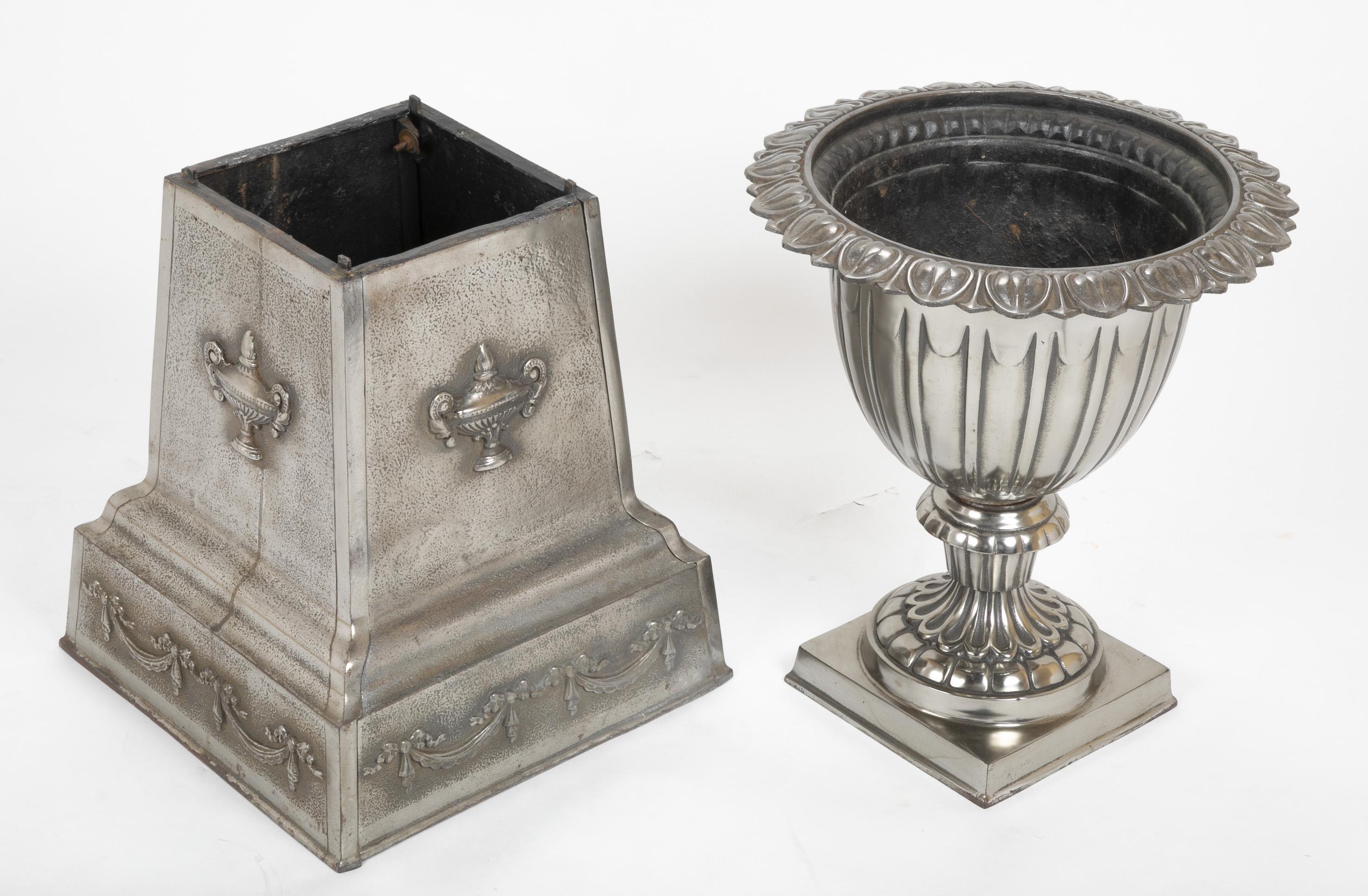 Late 19th Century Polished Cast Steel Garden Urn For Sale 4