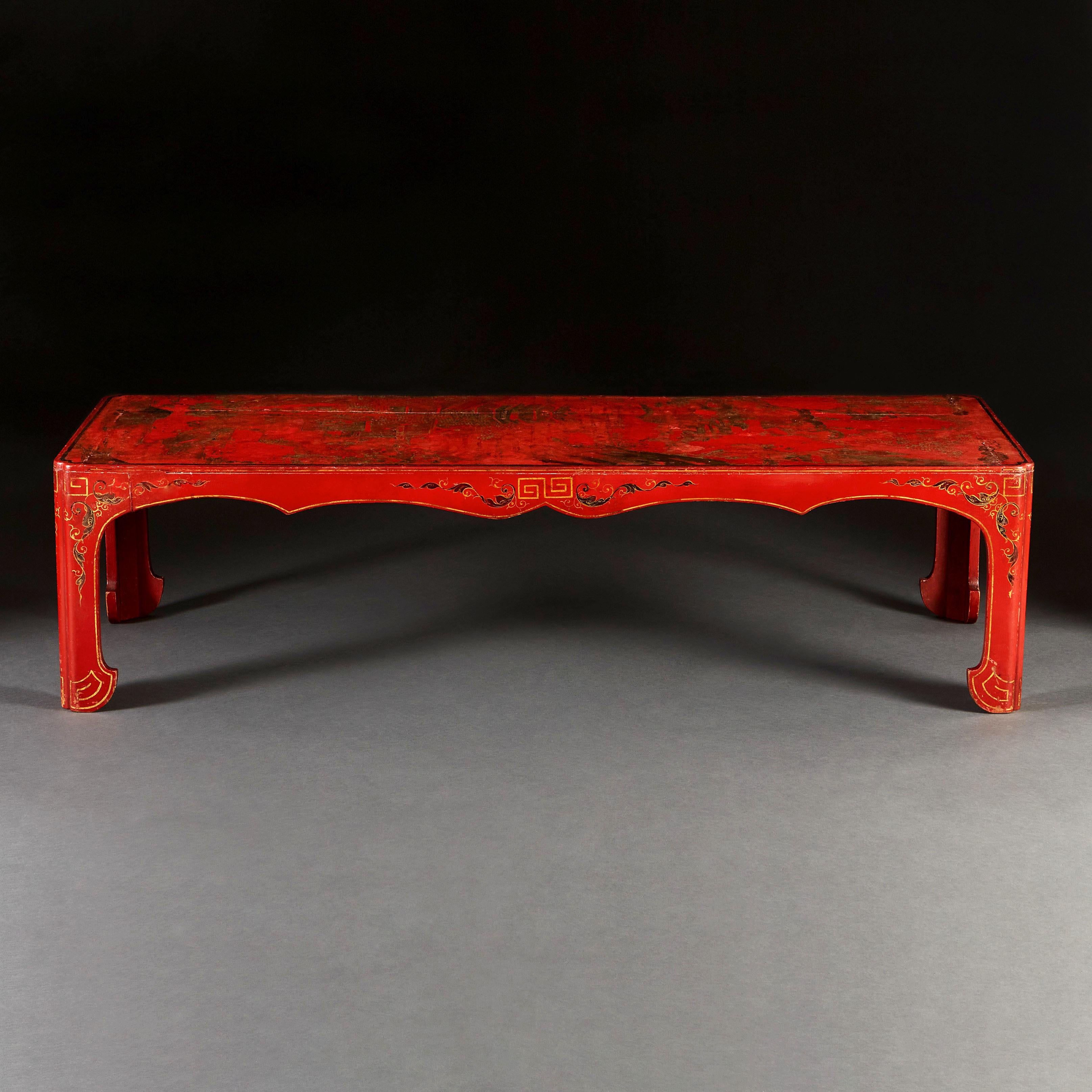 Late 19th Century Red Lacquer Low Table In Good Condition In London, GB