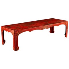 Late 19th Century Red Lacquer Low Table