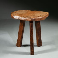 Late 19th Century Rustic Elm Wood English Tripod Table