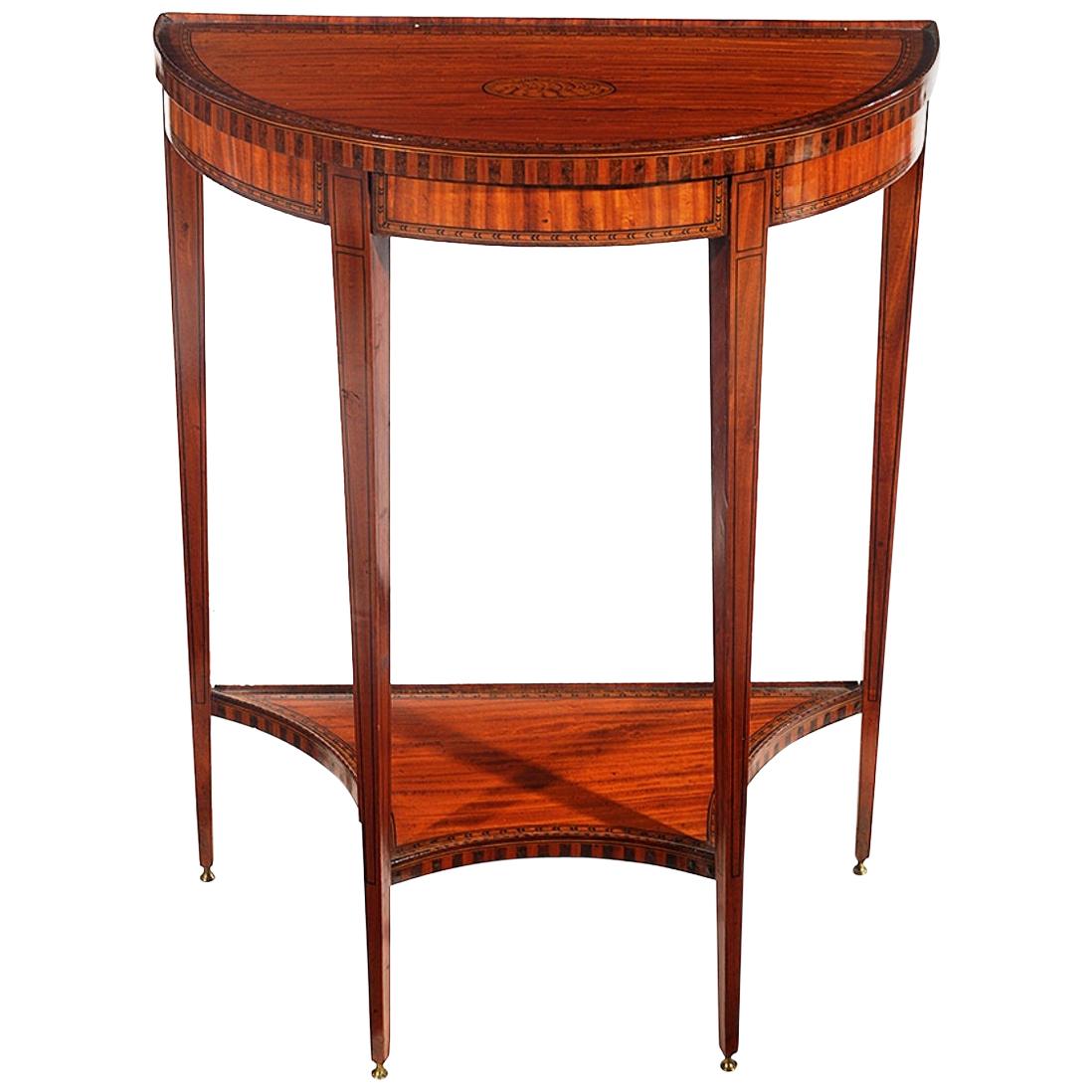 Late 19th Century Satinwood Demilune Console Table of Small Proportions For Sale