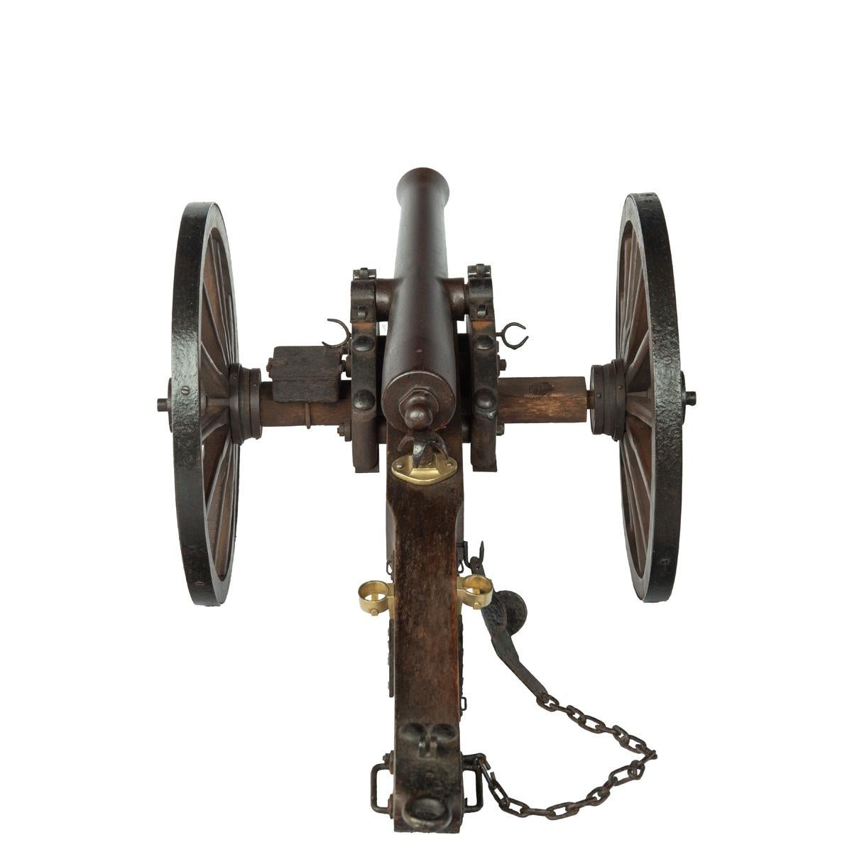 Steel A late 19th century scale model of field cannon For Sale