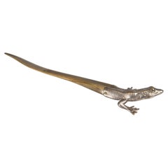 Late 19th Century Silver Gilt and Horn Letter Opener in the Form of a Lizard