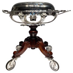 A late 19th century silver plated carving or meat trolley by Christofle Paris .