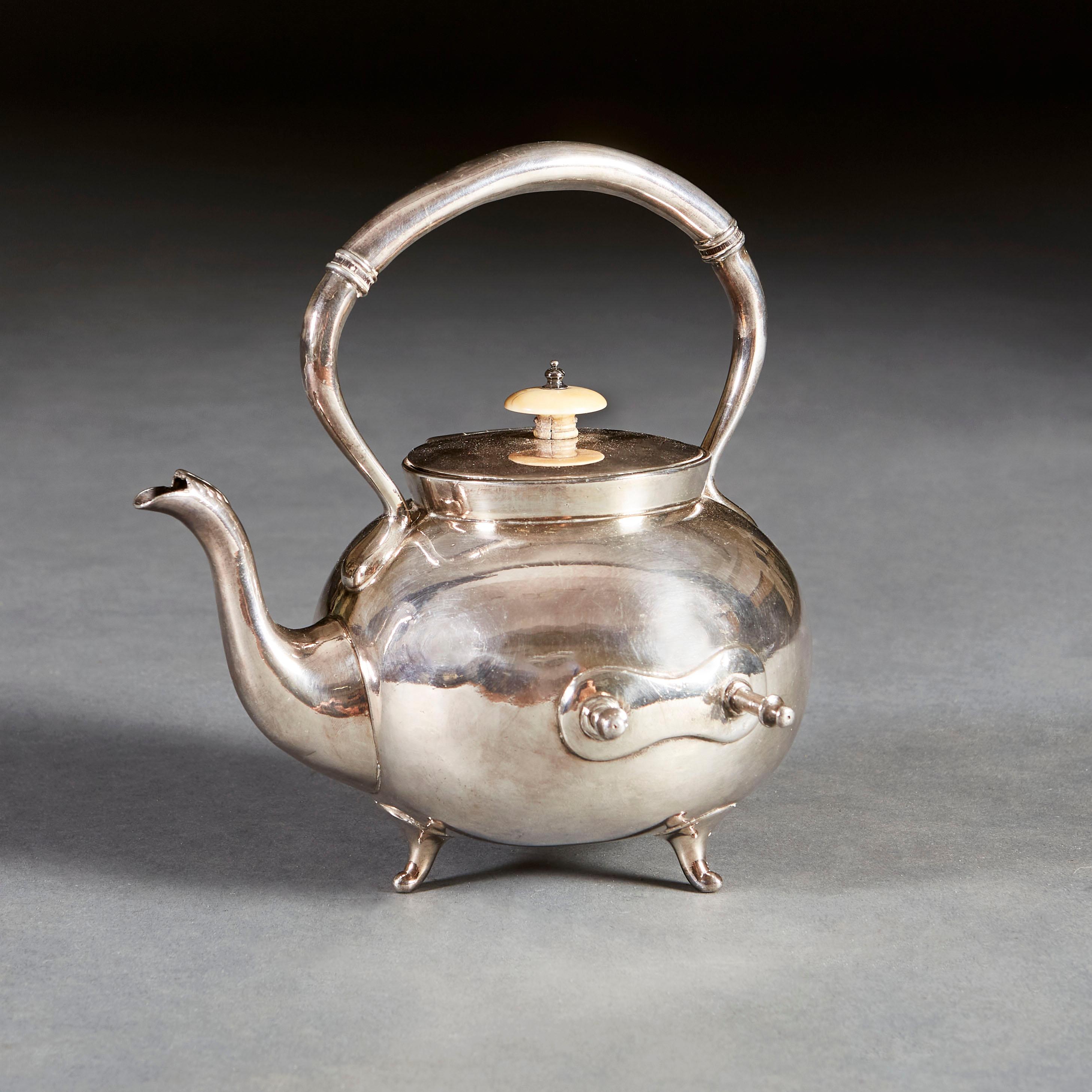 English Late 19th Century Silver Plated Teapot on Stand by James Deakin & Sons