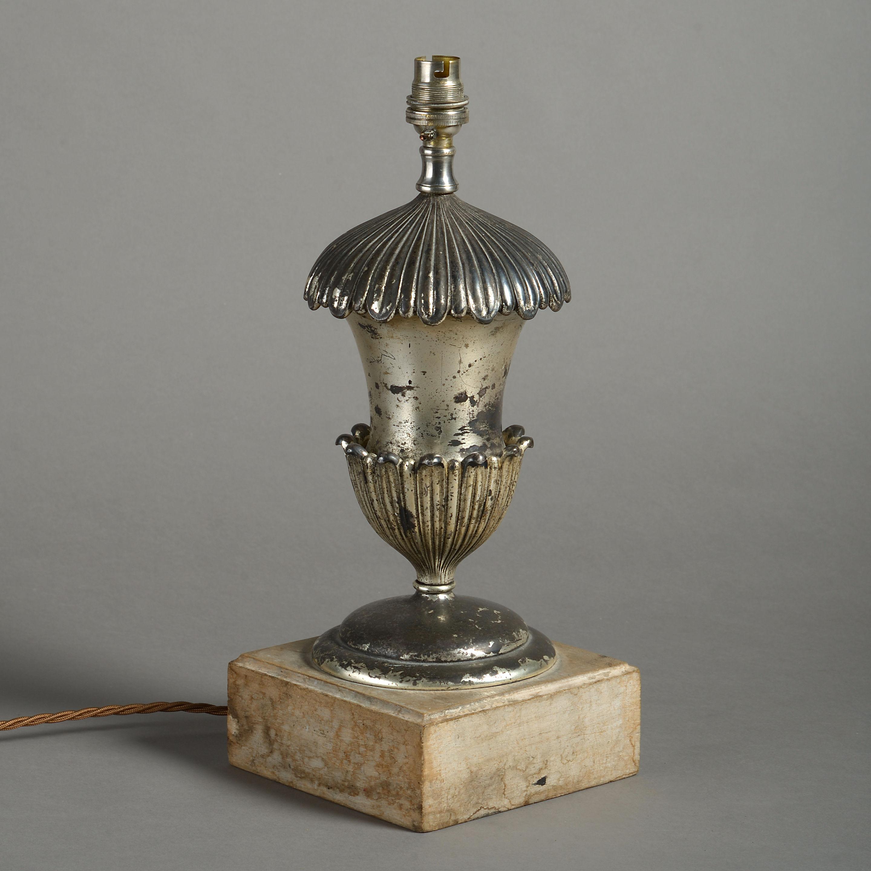 Italian A Late 19th Century Silvered Urn Base For Sale