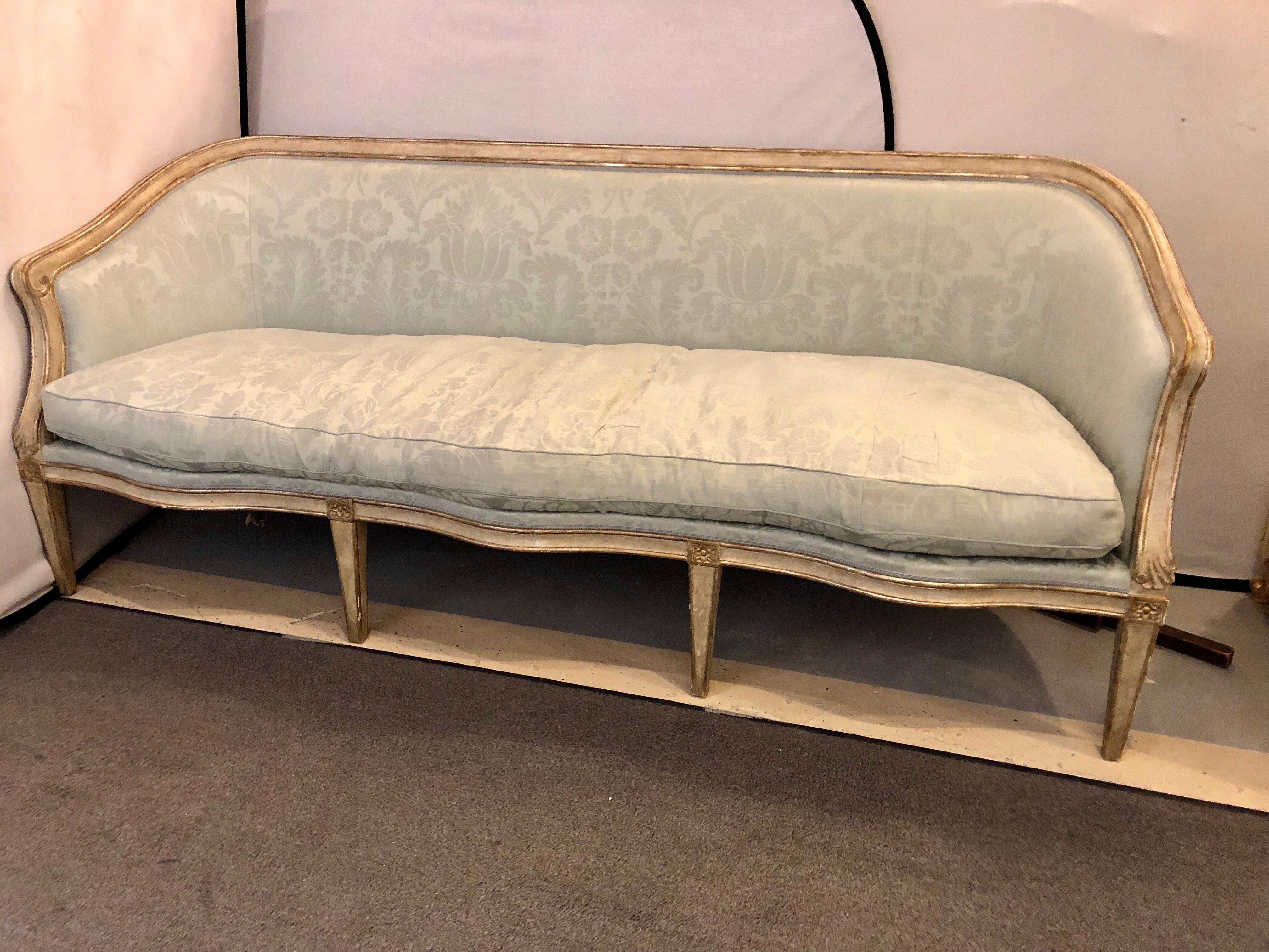 Neoclassical Late 19th Century Swedish Gilt and Parcel Paint Decorated Sofa