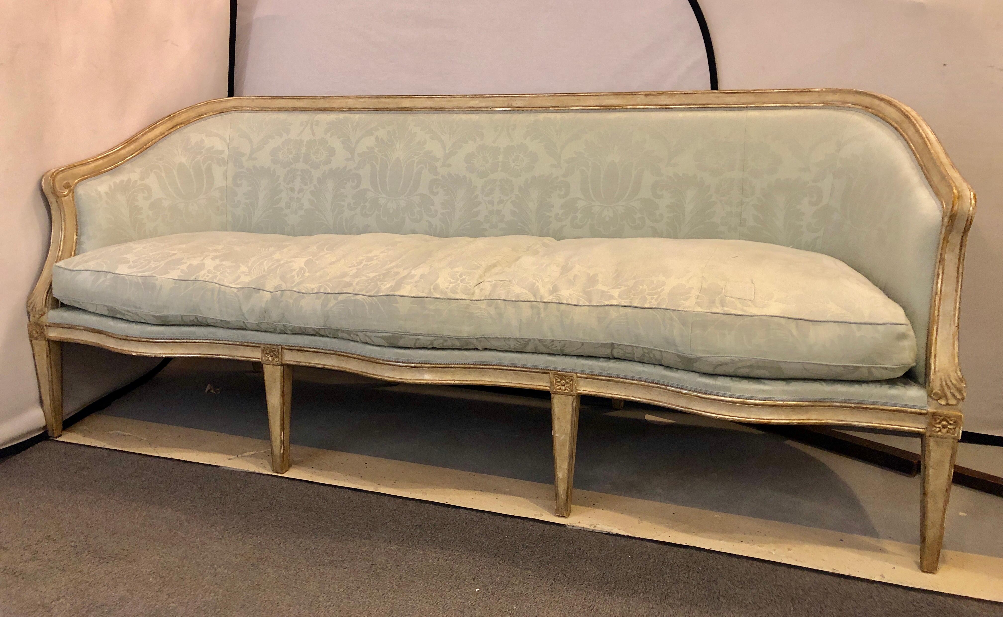 French Late 19th Century Swedish Gilt and Parcel Paint Decorated Sofa