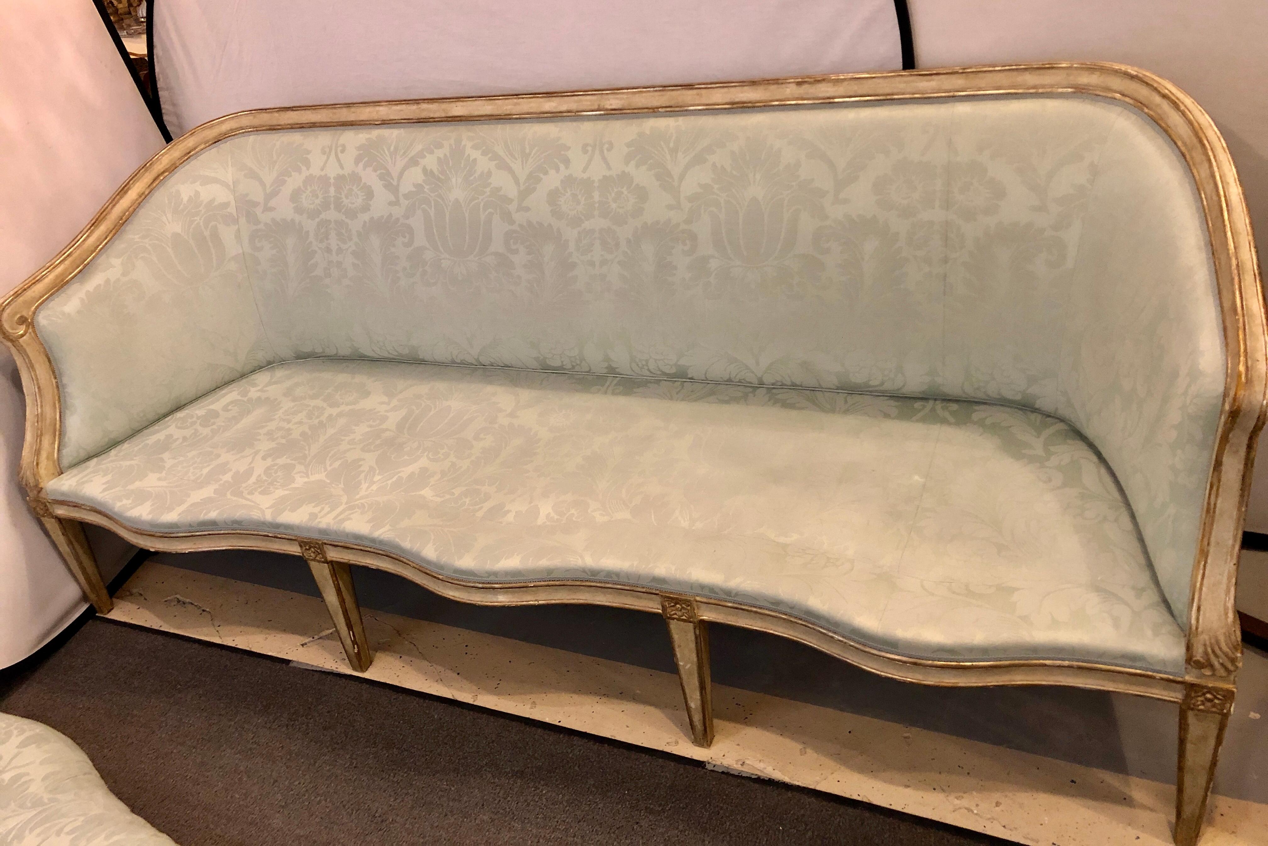 20th Century Late 19th Century Swedish Gilt and Parcel Paint Decorated Sofa