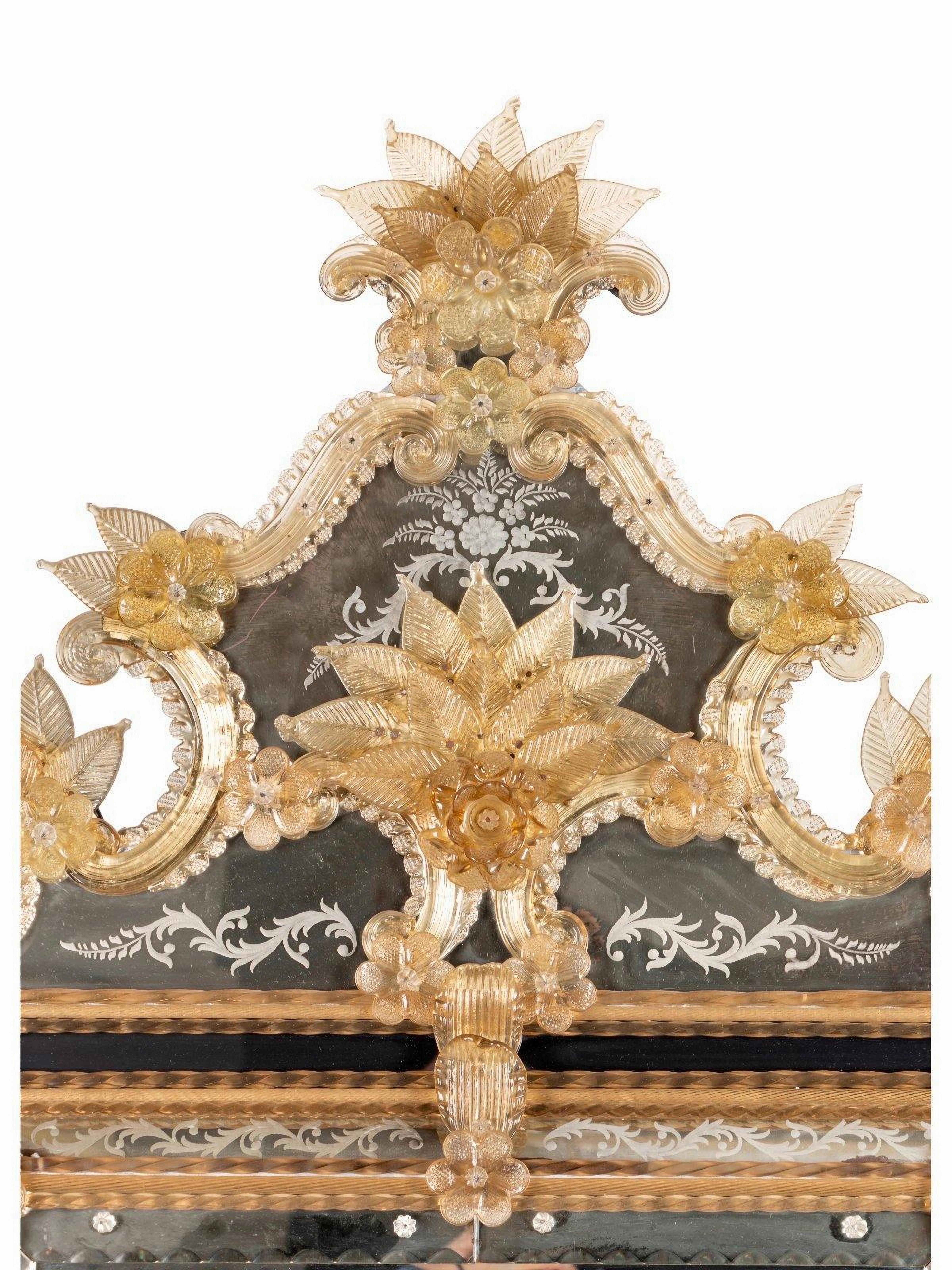 A Late 19th Century Venetian Molded Glass Mirror 

Provenance: Property from the Estate of a Private American Collection.

