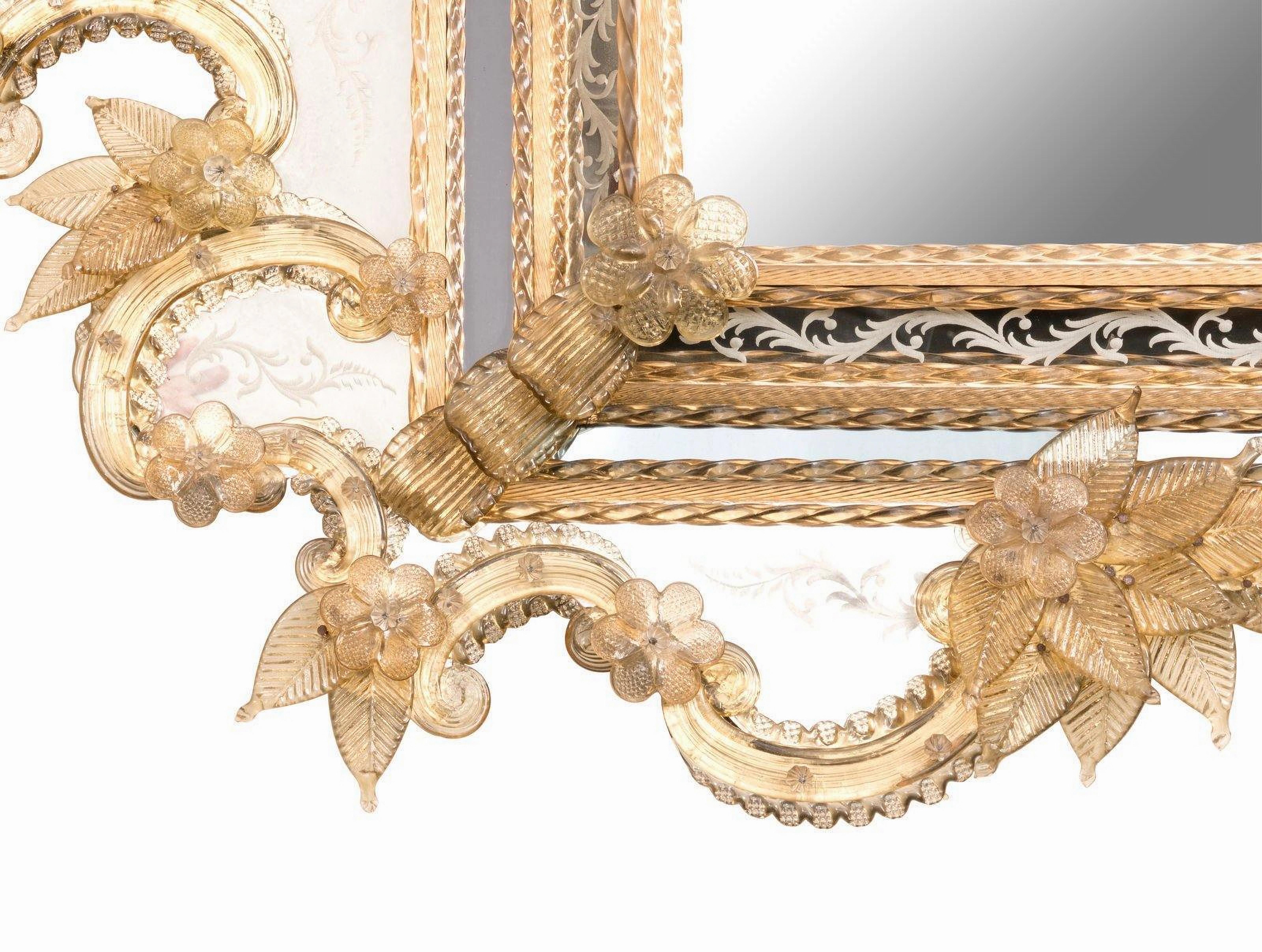 Rococo A Late 19th Century Venetian Molded Glass Mirror  For Sale