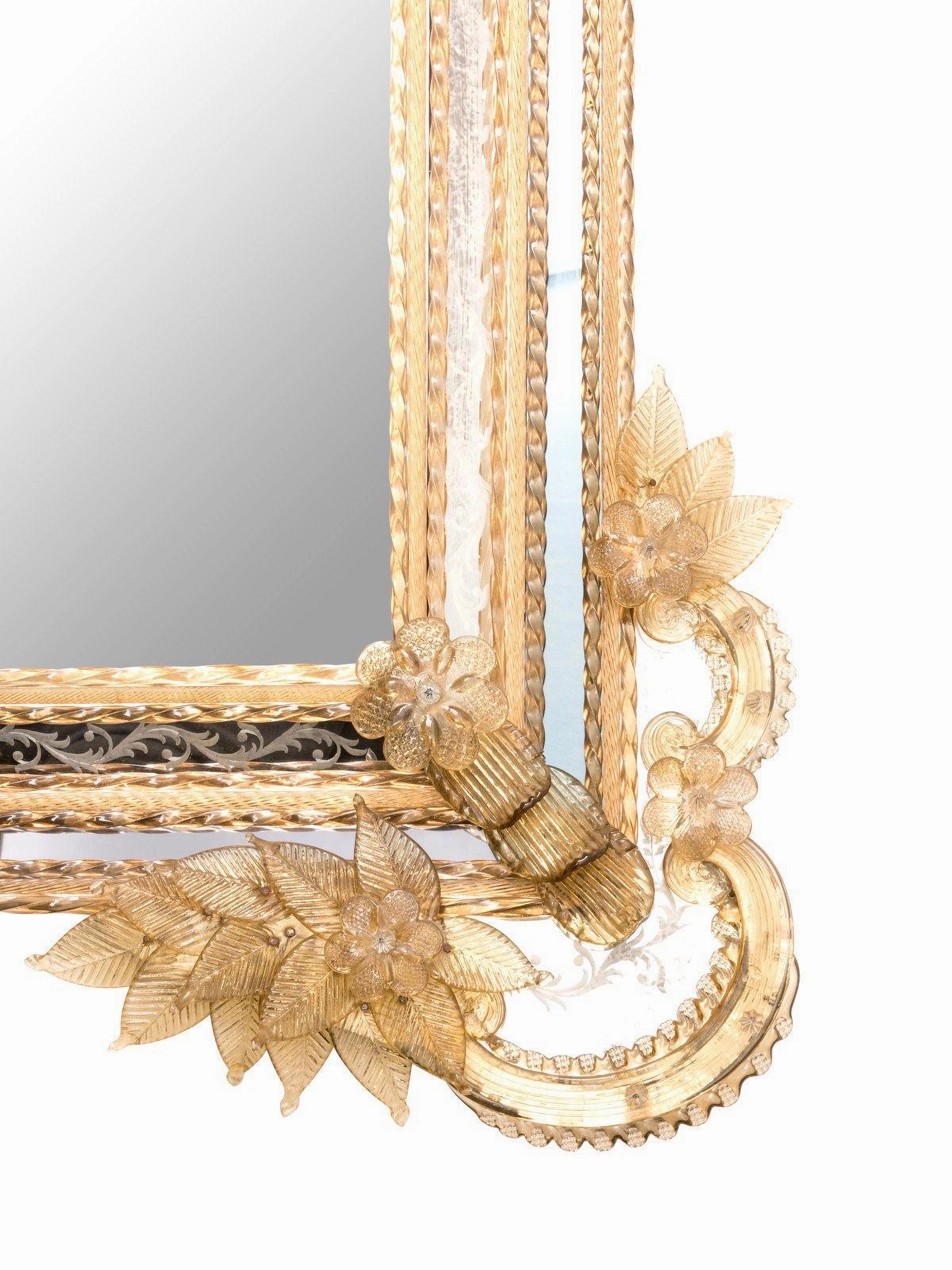 italien Miroir en verre moulé vénitien de la fin du XIXe siècle  en vente