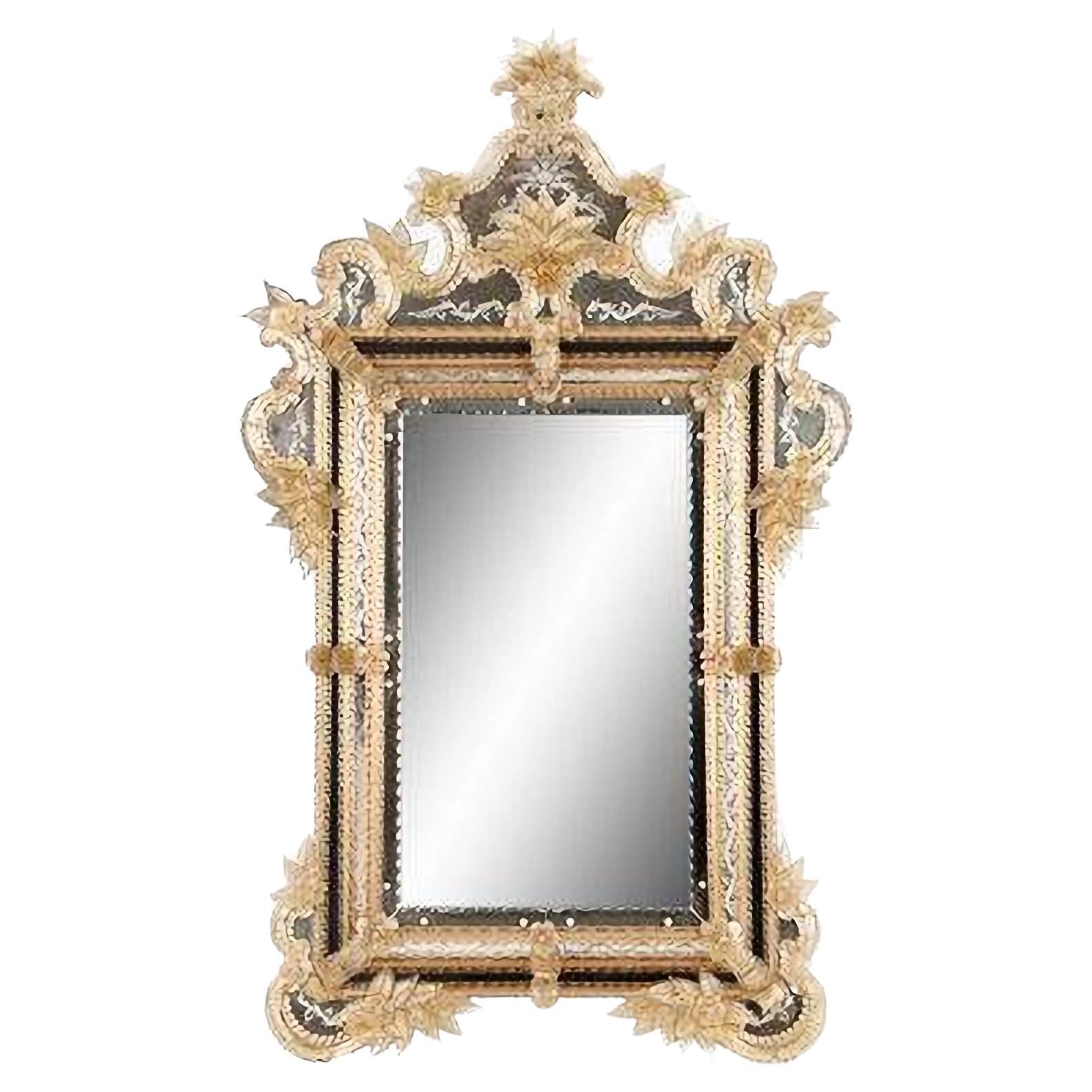 A Late 19th Century Venetian Molded Glass Mirror  For Sale