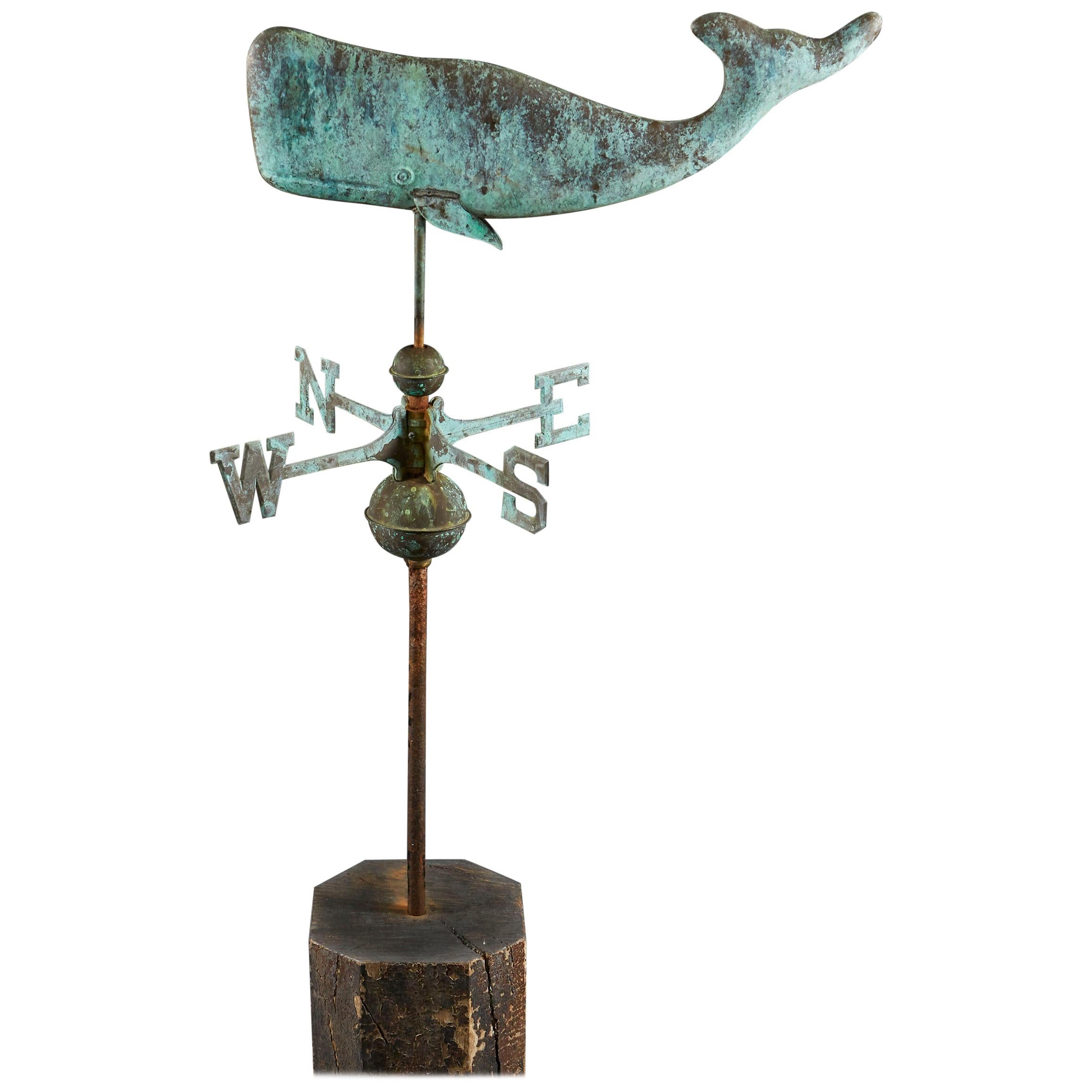 Late 19th Century Verdigris Weather Vane in the Form of a Sperm Whale