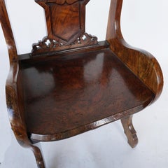 Late 19th Century Victorian Walnut Hall Chair Circa 1890