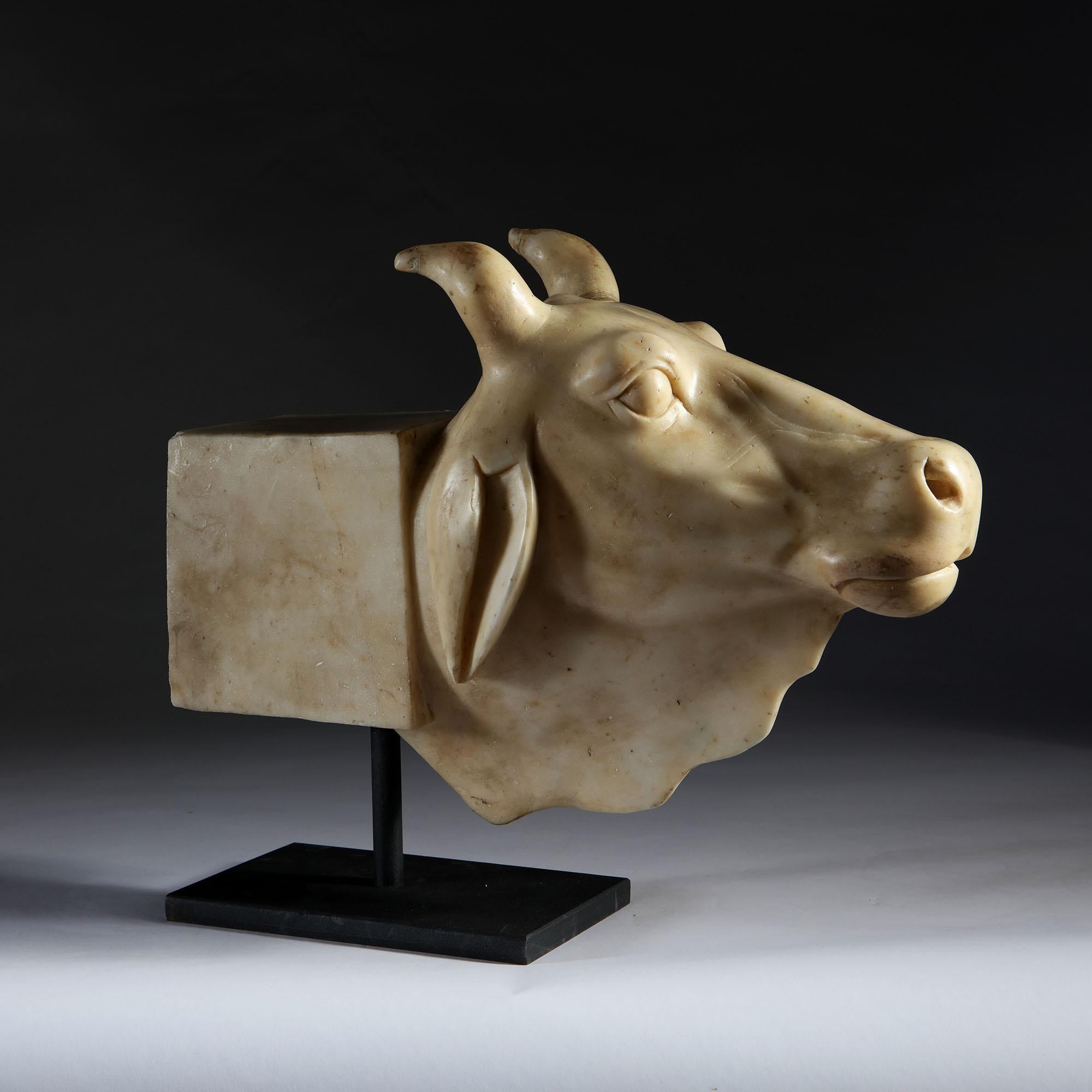Late 19th Century White Marble Sculpture of an Indian Nandi Bull 1