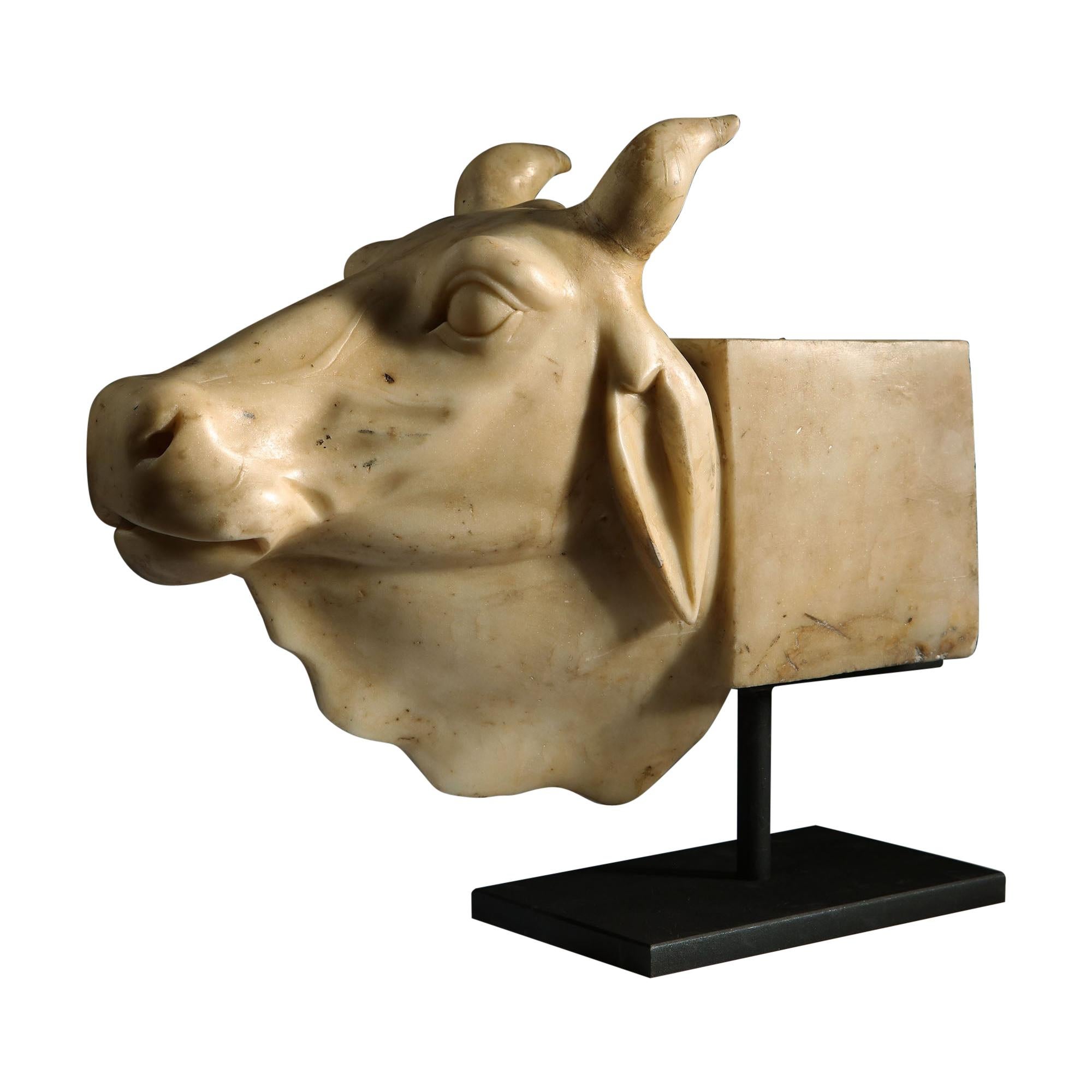 Late 19th Century White Marble Sculpture of an Indian Nandi Bull