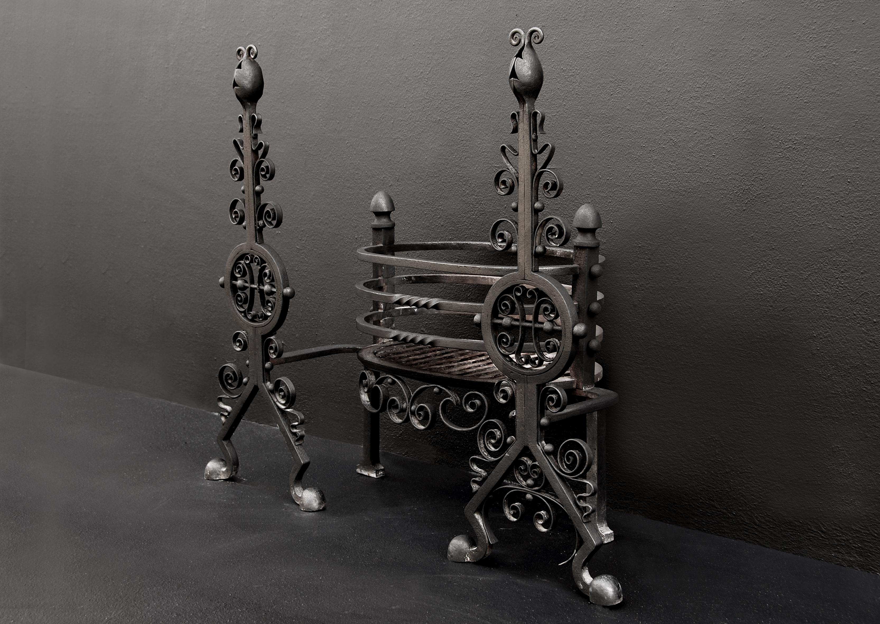 English Late 19th Century Wrought Iron Firegrate from the Arts & Crafts Movement For Sale